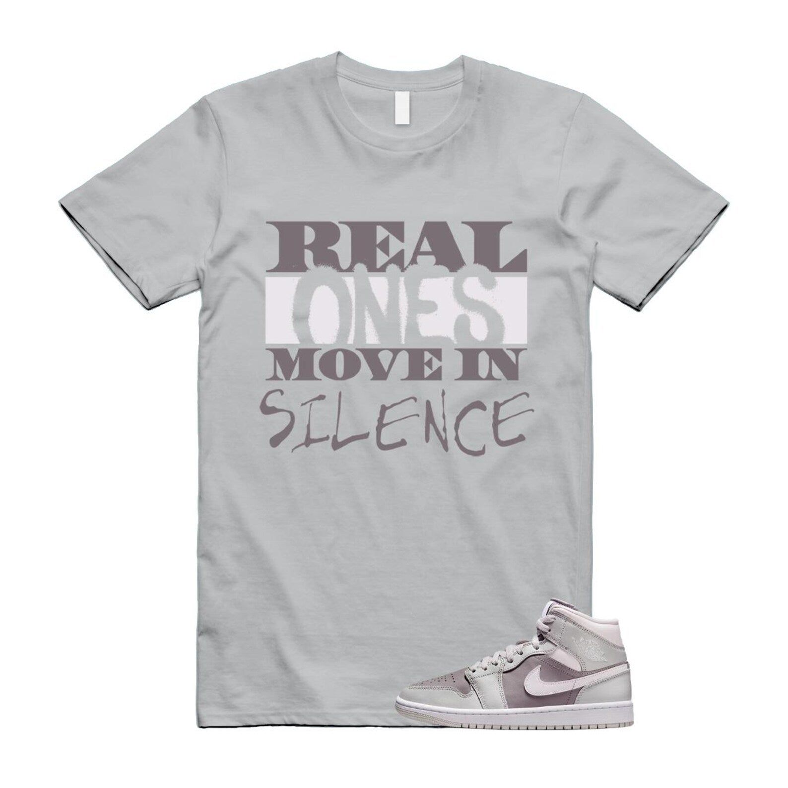 1 Atmosphere Grey White Photon Dust Mid T Shirt Match REAL BQ6472-008 T-Shirt, Sneaker Match Tee