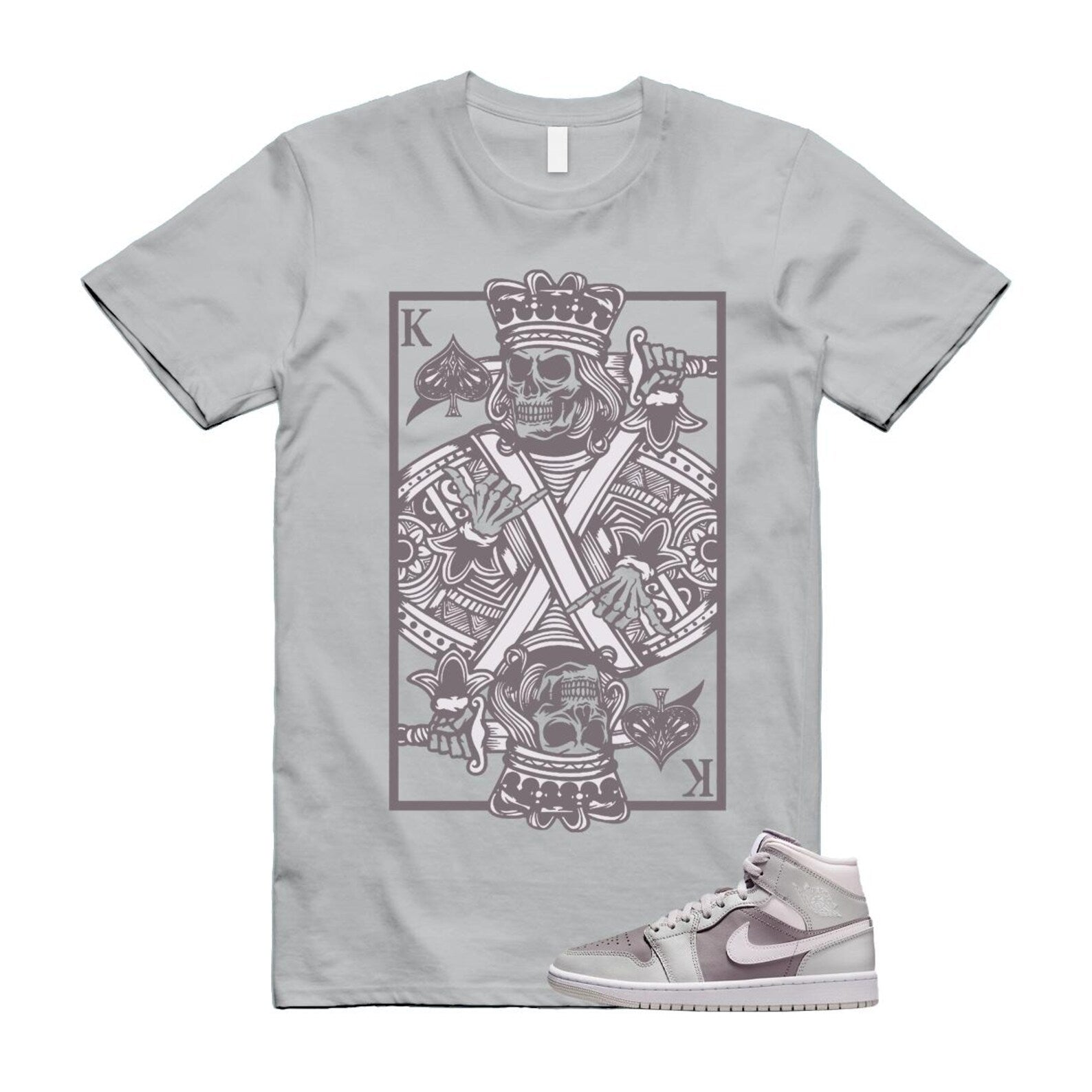 1 Atmosphere Grey White Photon Dust Mid T Shirt Match KC BQ6472-008 T-Shirt, Sneaker Match Tee