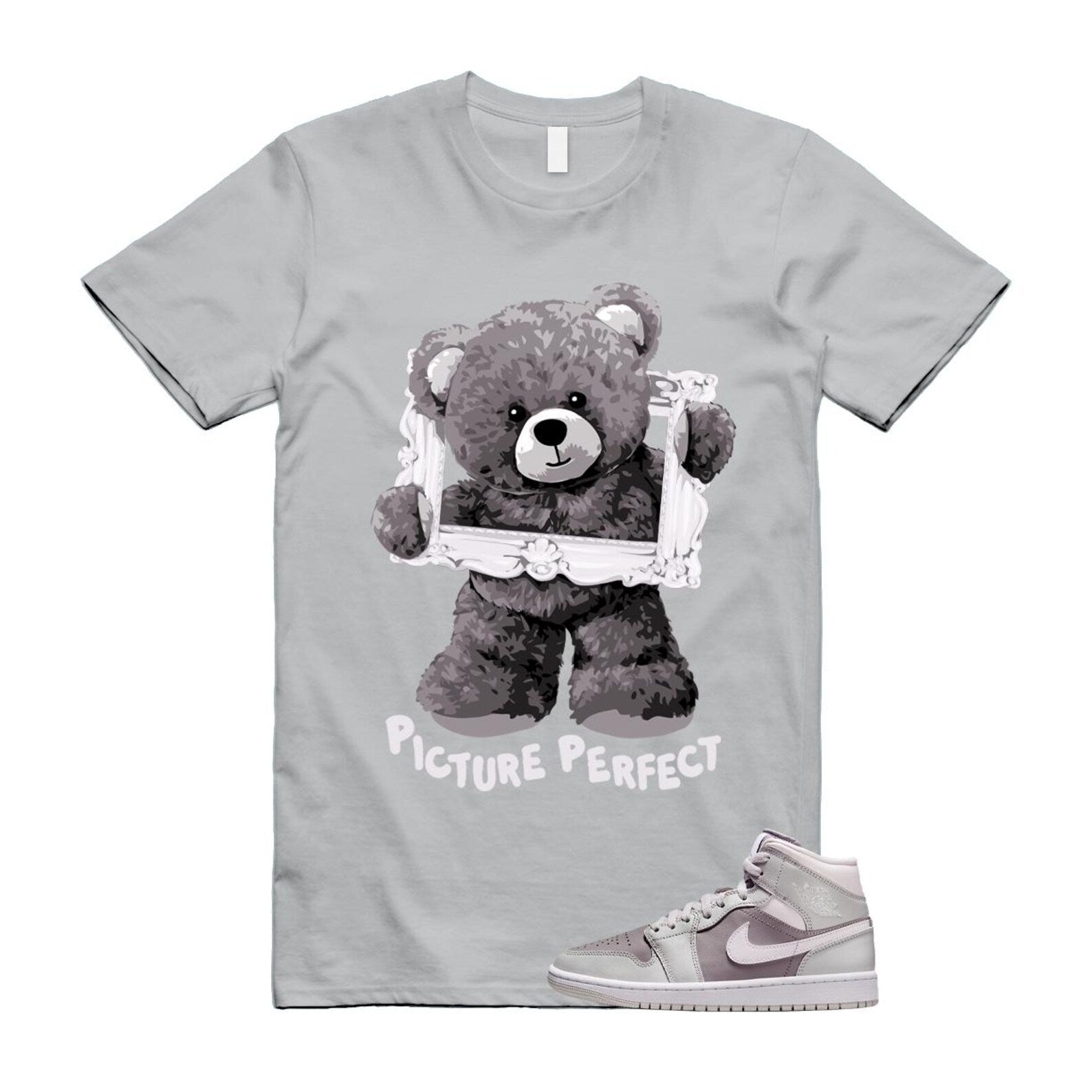 1 Atmosphere Grey White Photon Dust Mid T Shirt Match PIC BQ6472-008 T-Shirt, Sneaker Match Tee