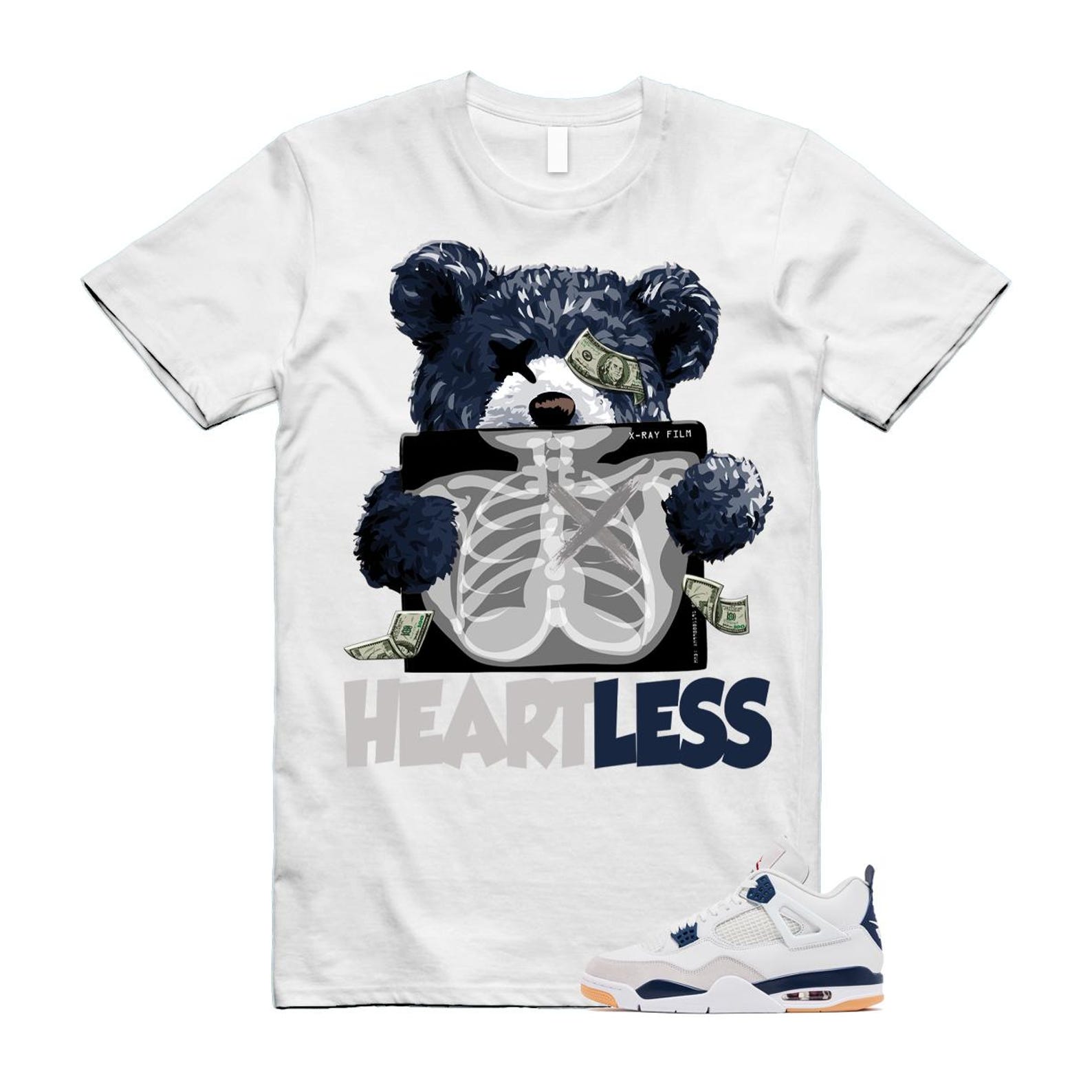 4 Navy SB Summit White Neutral Grey T Shirt Match HEART DR5415-100 T-Shirt, Sneaker Match Tee