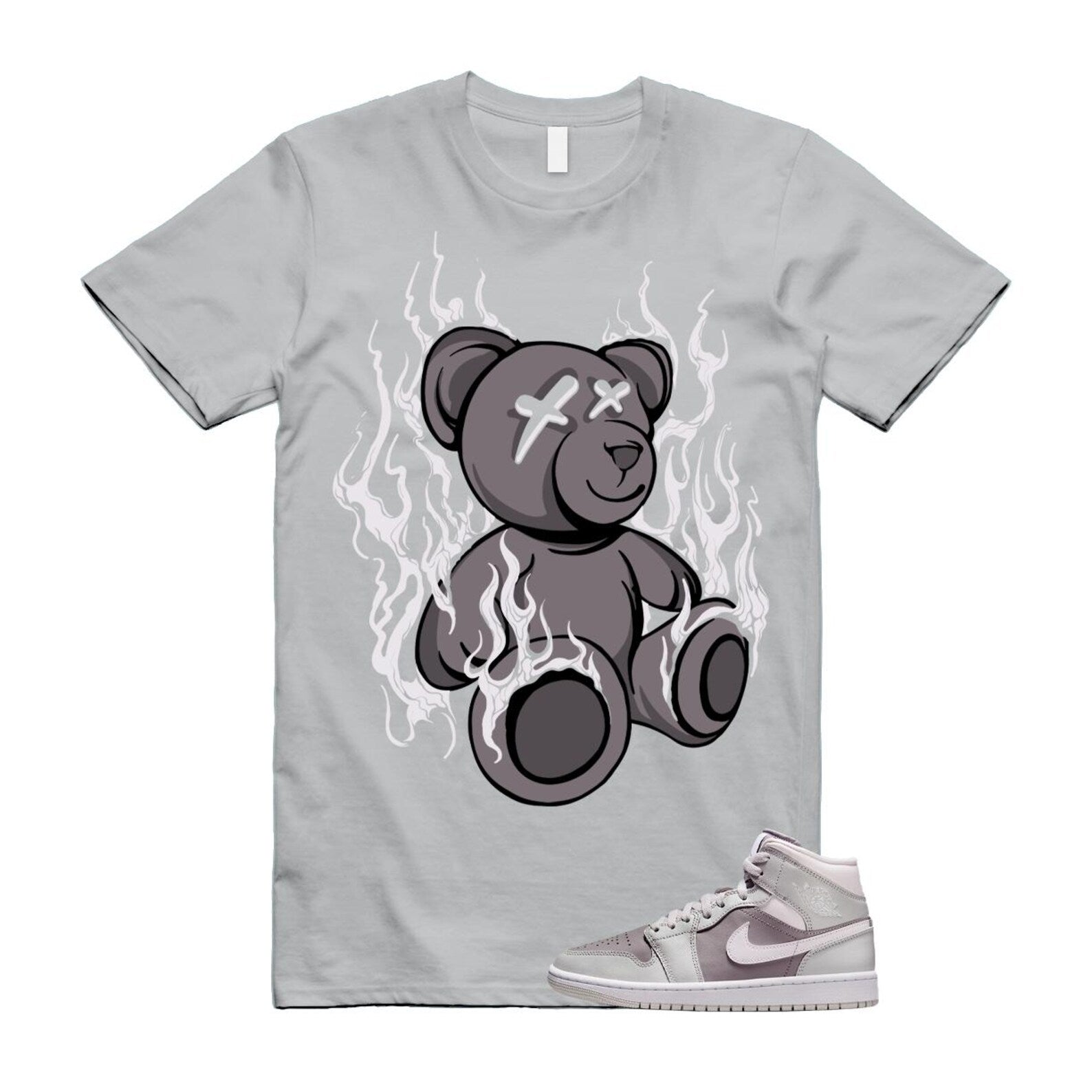 1 Atmosphere Grey White Photon Dust Mid T Shirt Match LIT BQ6472-008 T-Shirt, Sneaker Match Tee