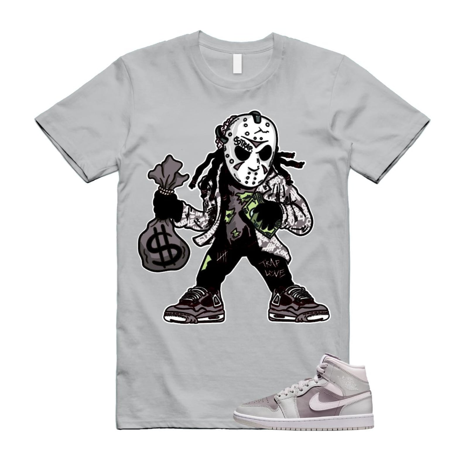 1 Atmosphere Grey White Photon Dust Mid T Shirt Match JASON BQ6472-008 T-Shirt, Sneaker Match Tee