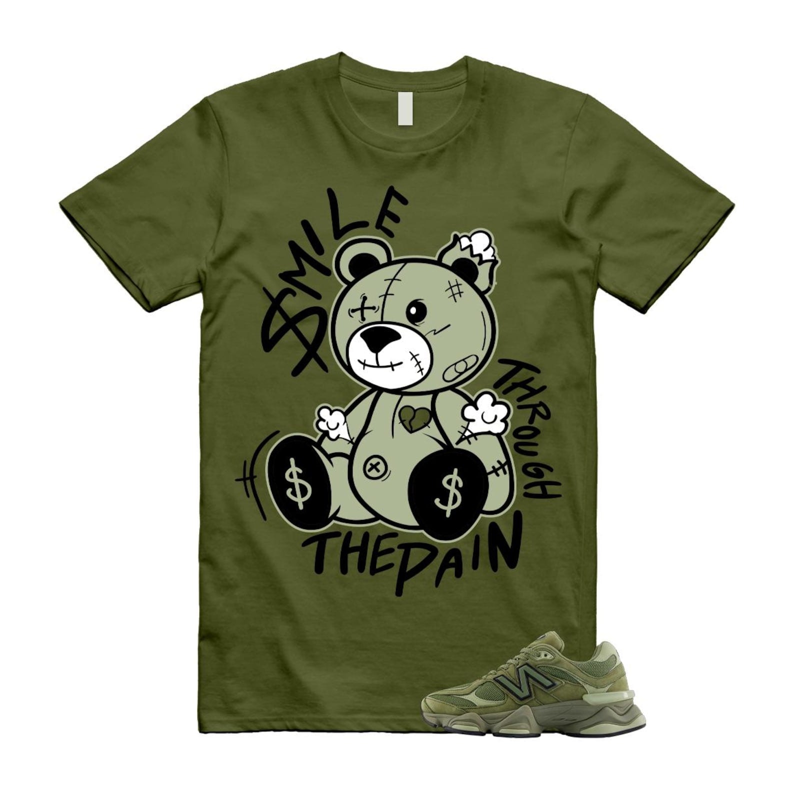 9060 Dark Olivine Green Olive T Shirt Match SM2 U9060ZGD T-Shirt, Sneaker Match Tee