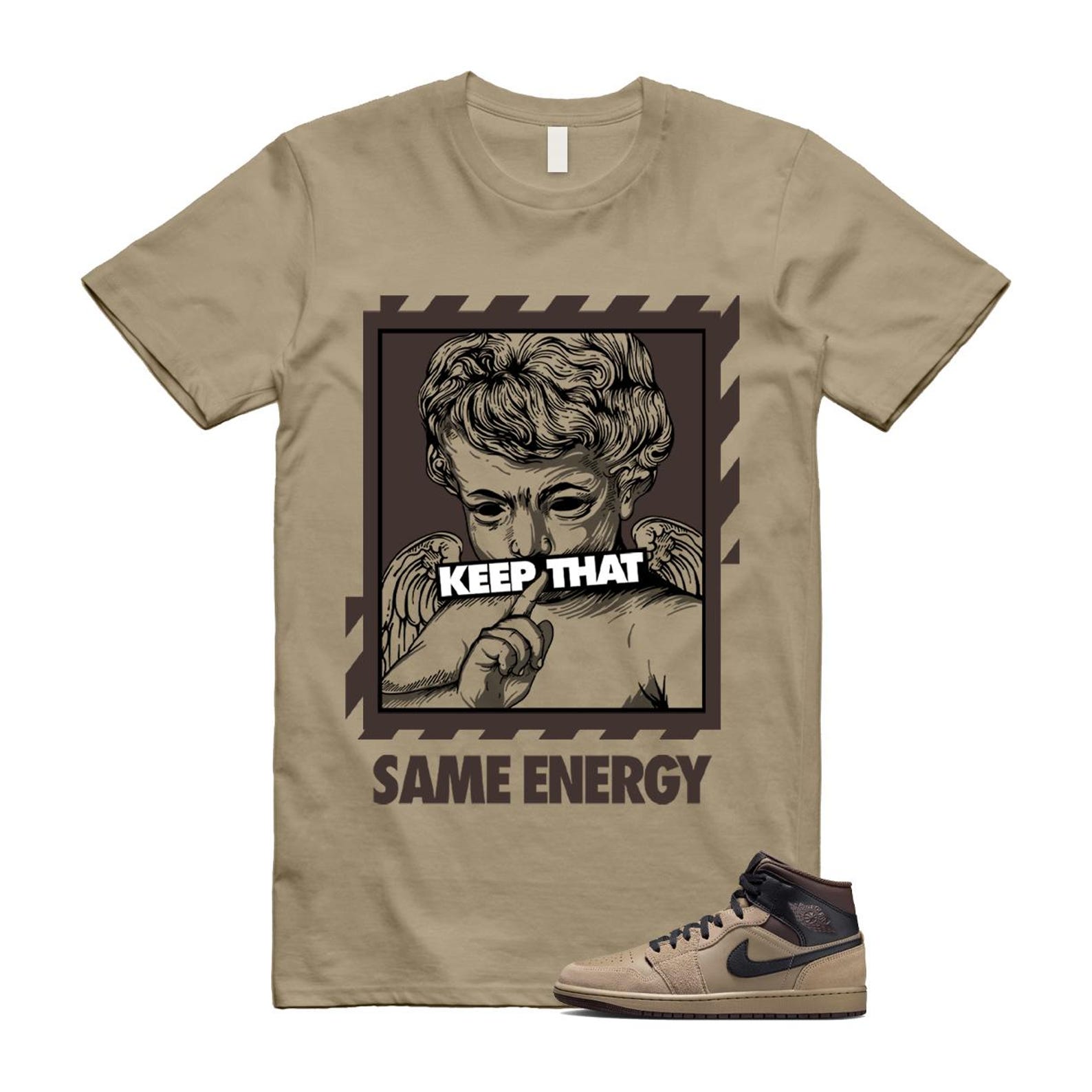 1 Khaki Baroque Brown Black Gum Mid T Shirt Match ENERGY HV6422-200 T-Shirt, Sneaker Match Tee