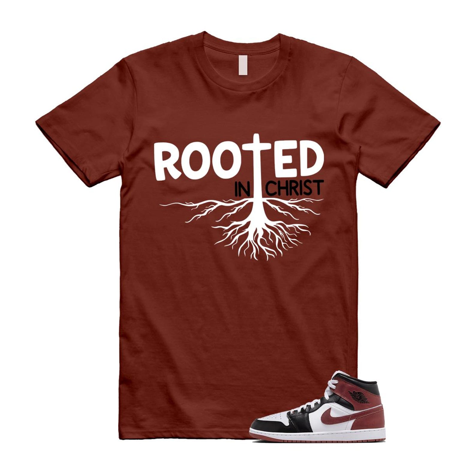 1 Dark Pony White Black Mid SE T Shirt Match ROOTED HF3216-102 T-Shirt, Sneaker Match Tee