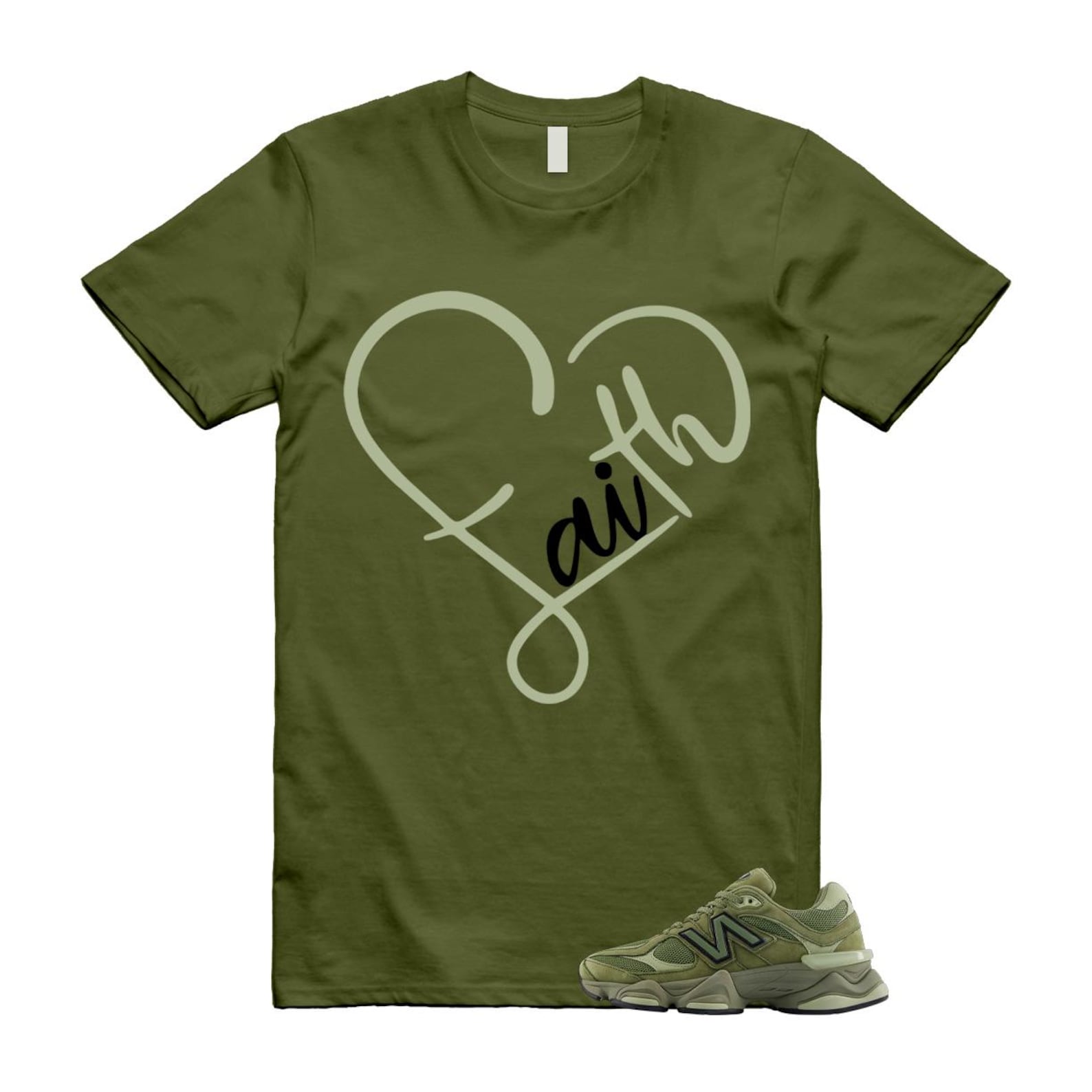 9060 Dark Olivine Green Olive T Shirt Match FAITH U9060ZGD T-Shirt, Sneaker Match Tee
