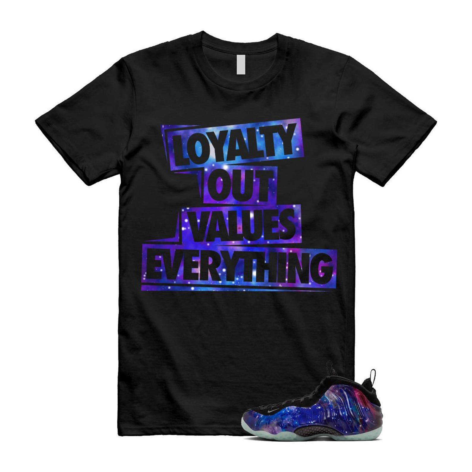 Galaxy Air Foamposite One 2025 Obsidian Black Anthracite T Shirt Match LOVE, FQ4303-400 Sneaker Match Tees T-Shirt, Sneaker Match Tee