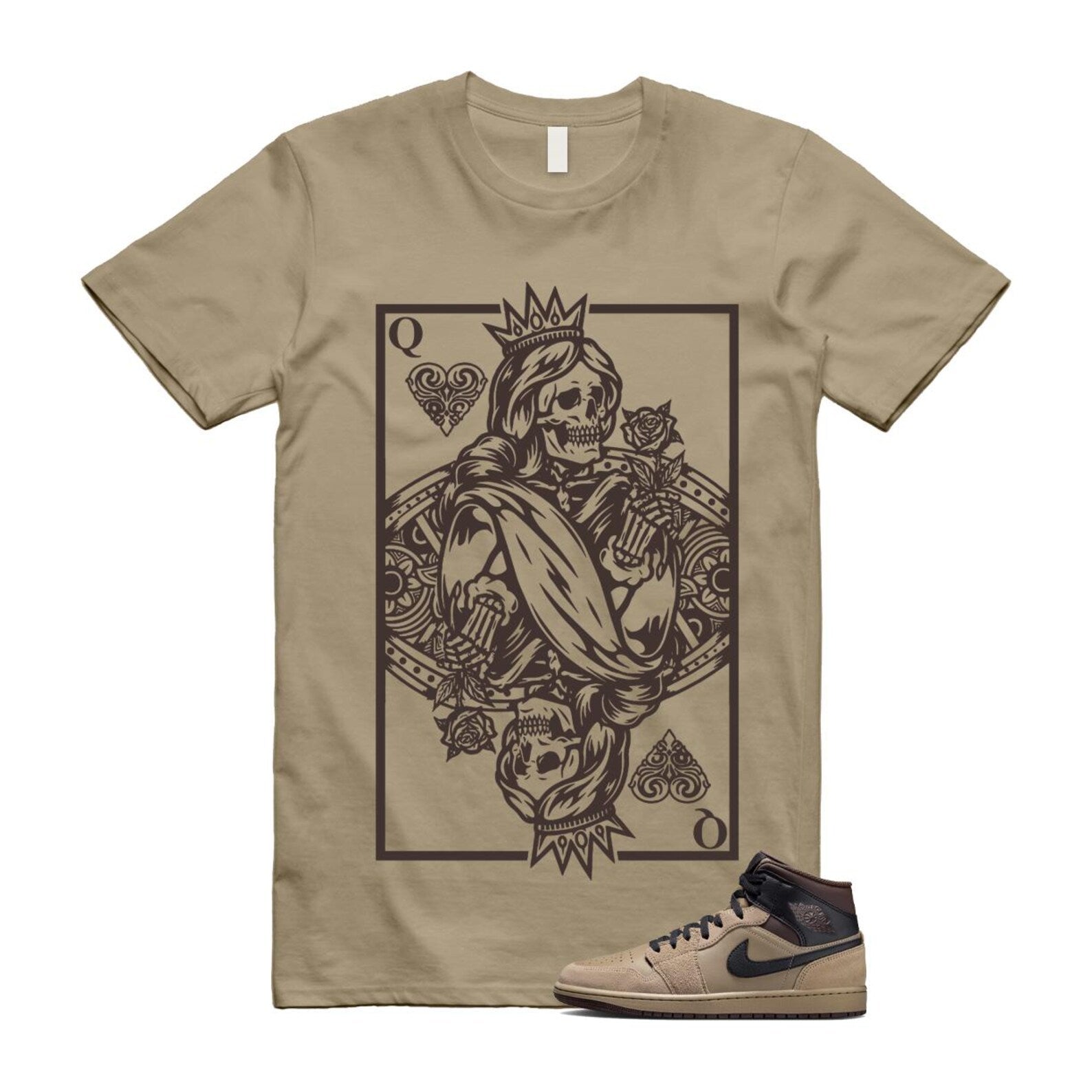 1 Khaki Baroque Brown Black Gum Mid T Shirt Match QC HV6422-200 T-Shirt, Sneaker Match Tee