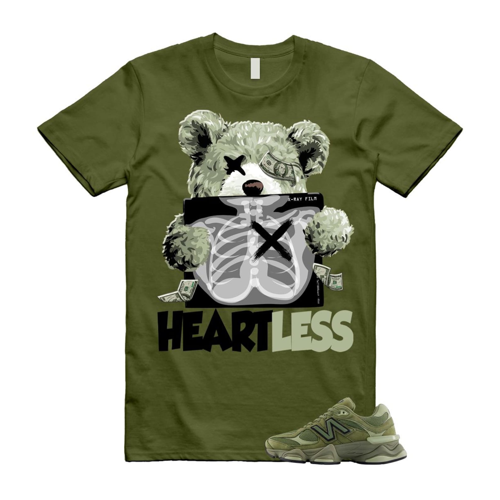 9060 Dark Olivine Green Olive T Shirt Match HEART U9060ZGD T-Shirt, Sneaker Match Tee