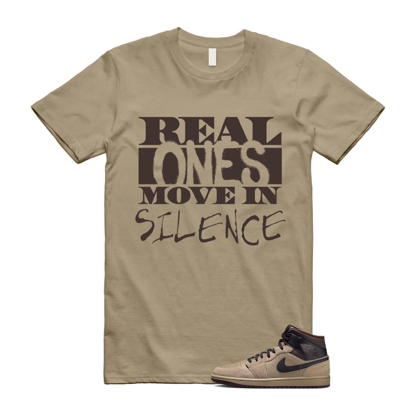 1 Khaki Baroque Brown Black Gum Mid T Shirt Match REAL HV6422-200 T-Shirt, Sneaker Match Tee