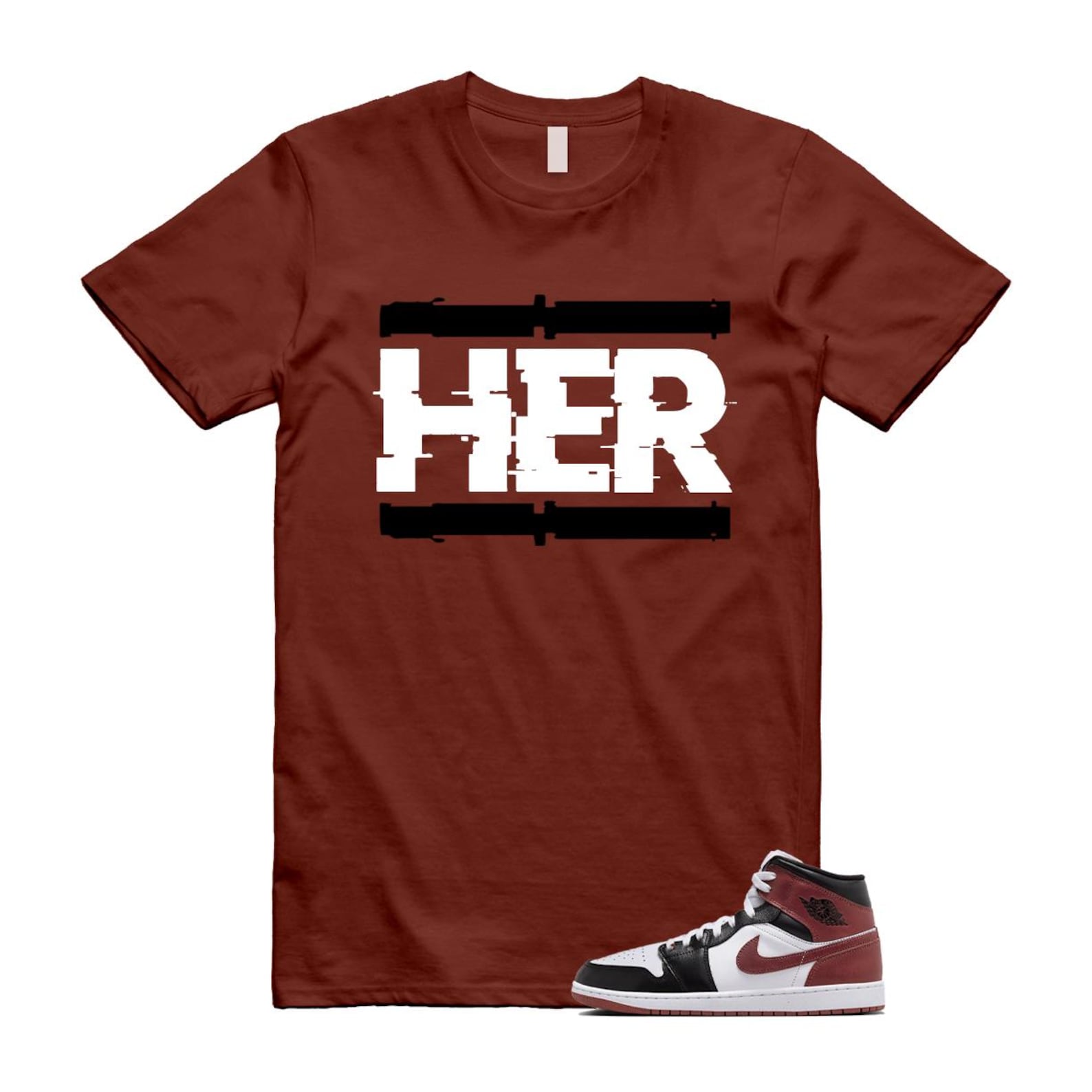 1 Dark Pony White Black Mid SE T Shirt Match HER HF3216-102 T-Shirt, Sneaker Match Tee