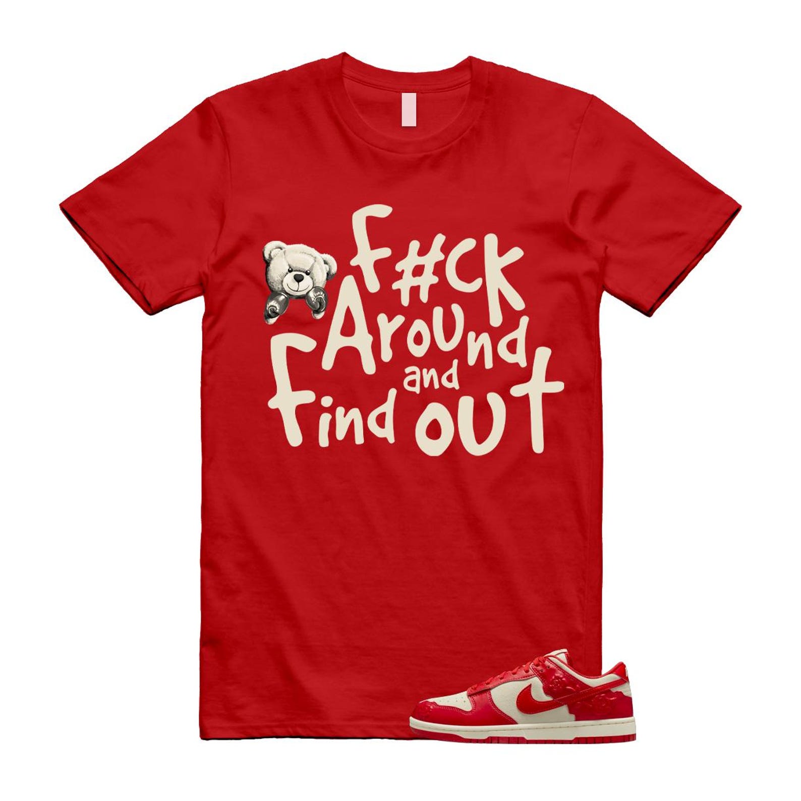 Dunk Red Roses Coconut Milk Pale Ivory Low T Shirt Match FCK HF1986-100 T-Shirt, Sneaker Match Tee