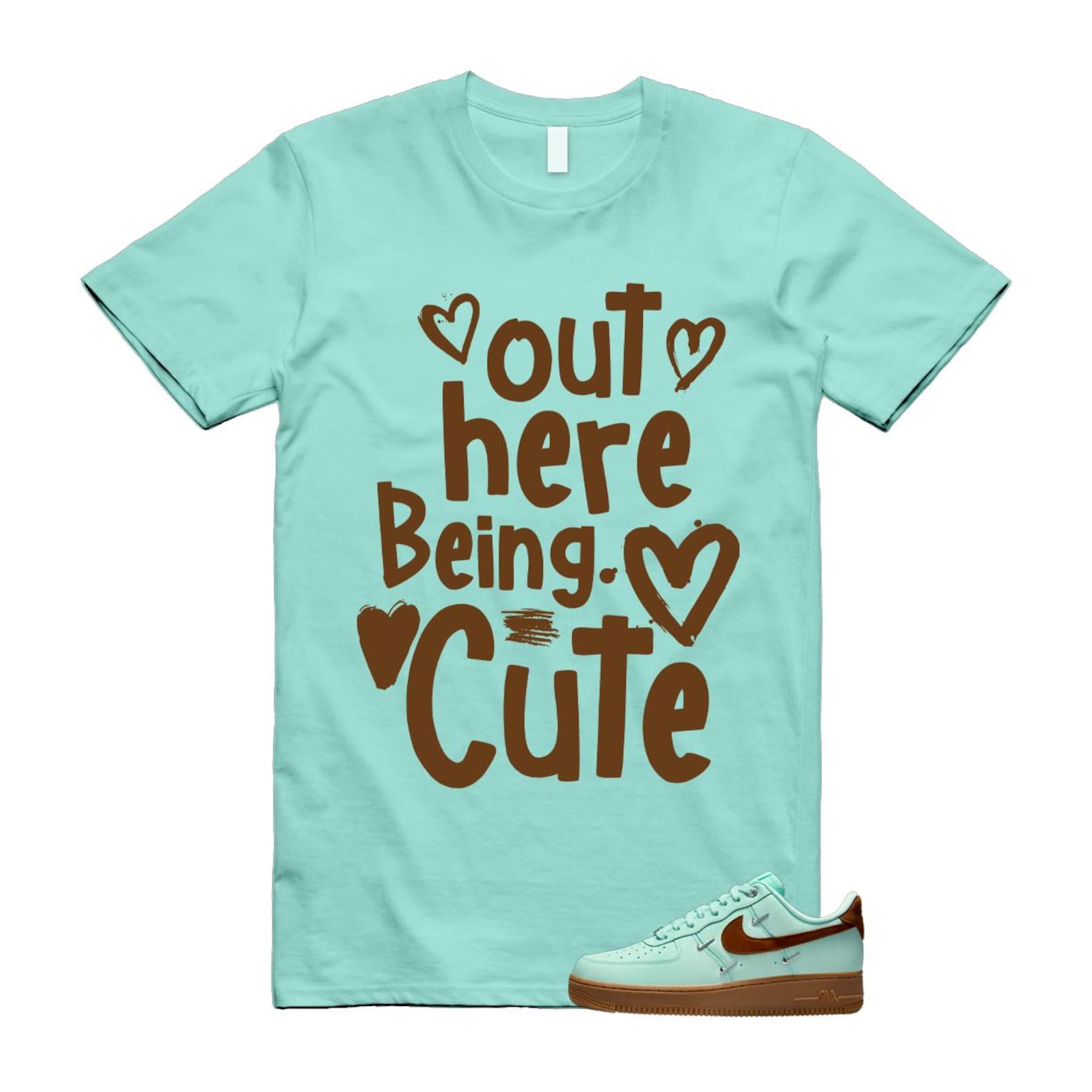 Air Force 1 Mint Chocolate Foam Cacao Wow Mini Low '07 LX T Shirt Match C2 IB8894-329 T-Shirt, Sneaker Match Tee