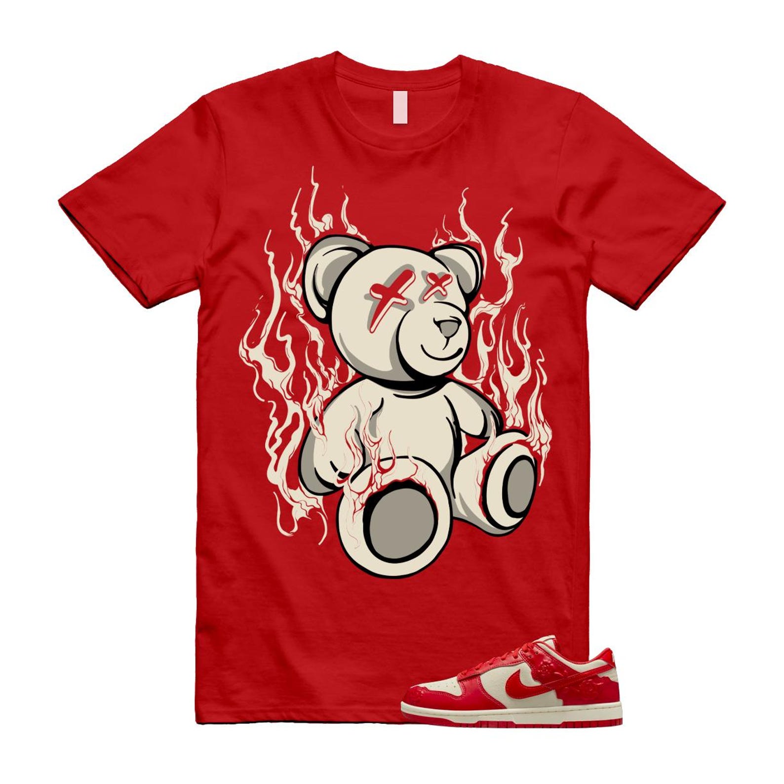Dunk Red Roses Coconut Milk Pale Ivory Low T Shirt Match LIT HF1986-100 T-Shirt, Sneaker Match Tee