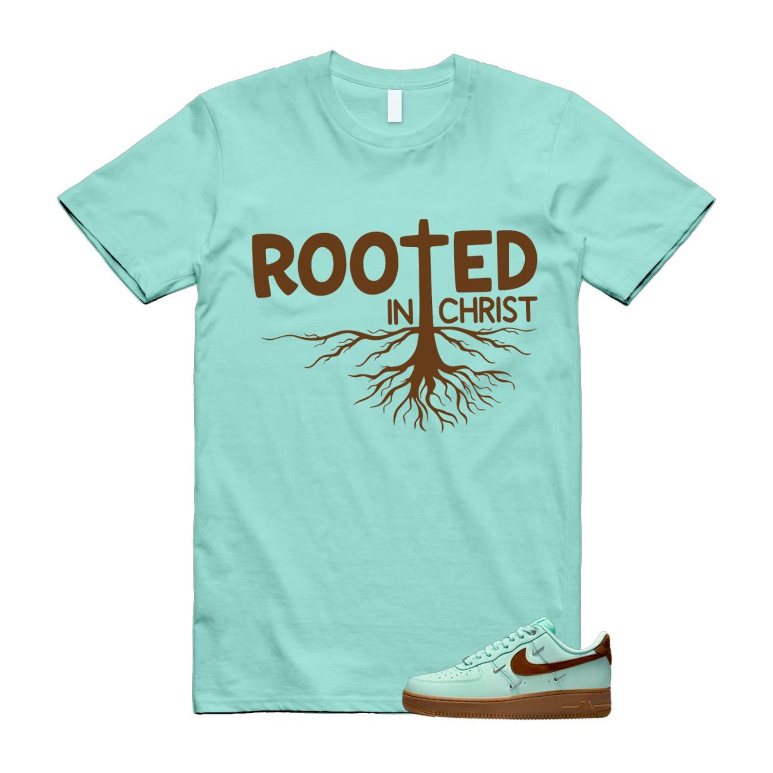 Air Force 1 Mint Chocolate Foam Cacao Wow Mini Low '07 LX T Shirt Match ROOTED IB8894-329 T-Shirt, Sneaker Match Tee