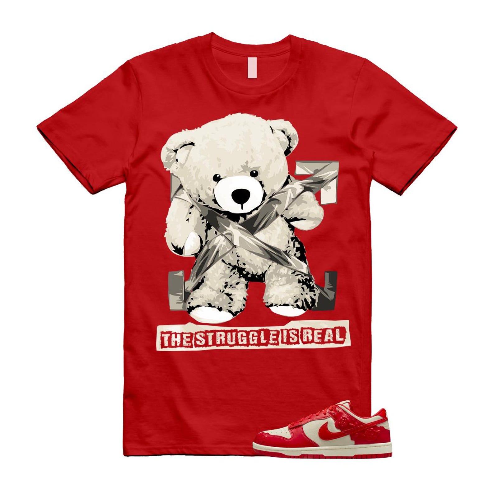 Dunk Red Roses Coconut Milk Pale Ivory Low T Shirt Match STRUG HF1986-100 T-Shirt, Sneaker Match Tee