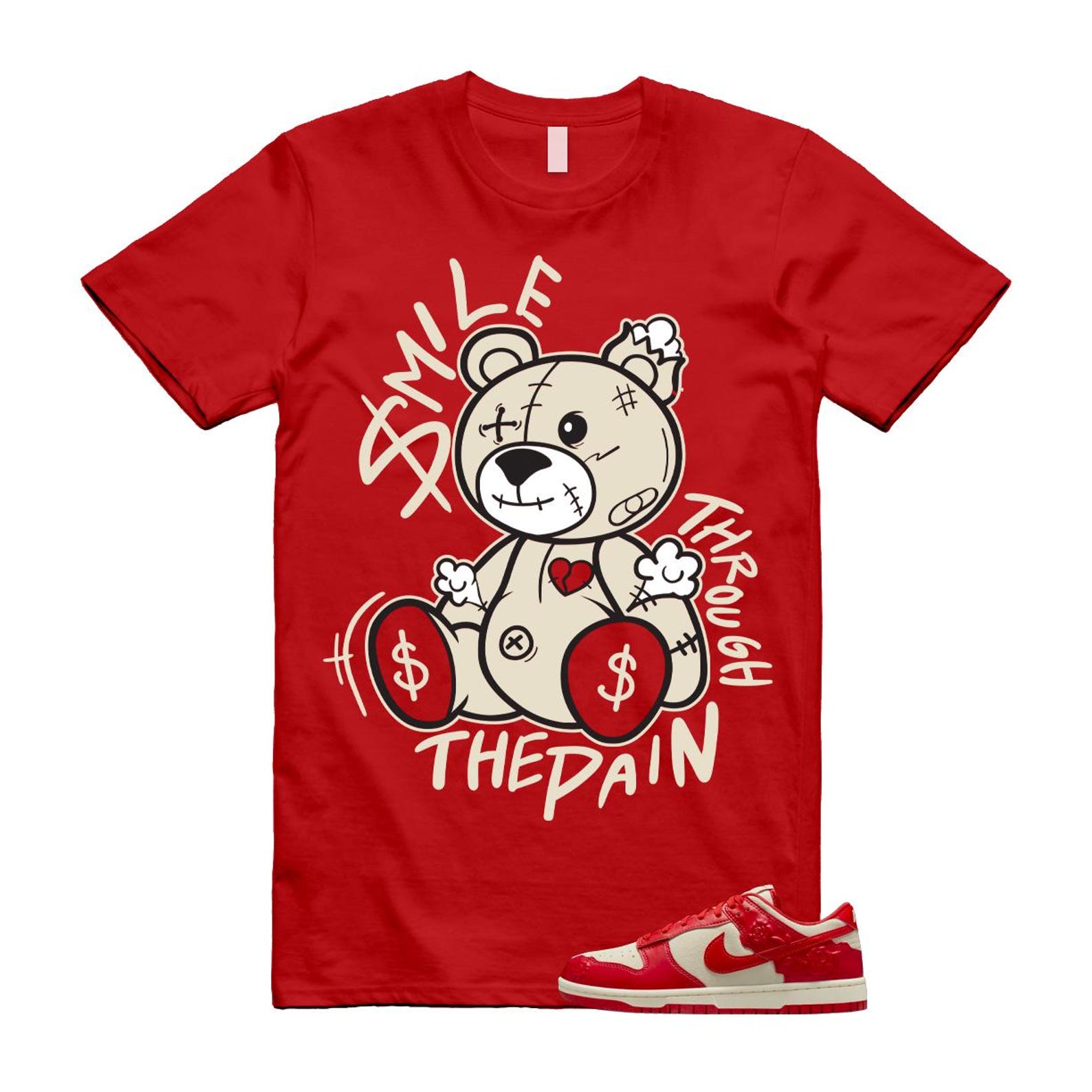 Dunk Red Roses Coconut Milk Pale Ivory Low T Shirt Match SM2 HF1986-100 T-Shirt, Sneaker Match Tee