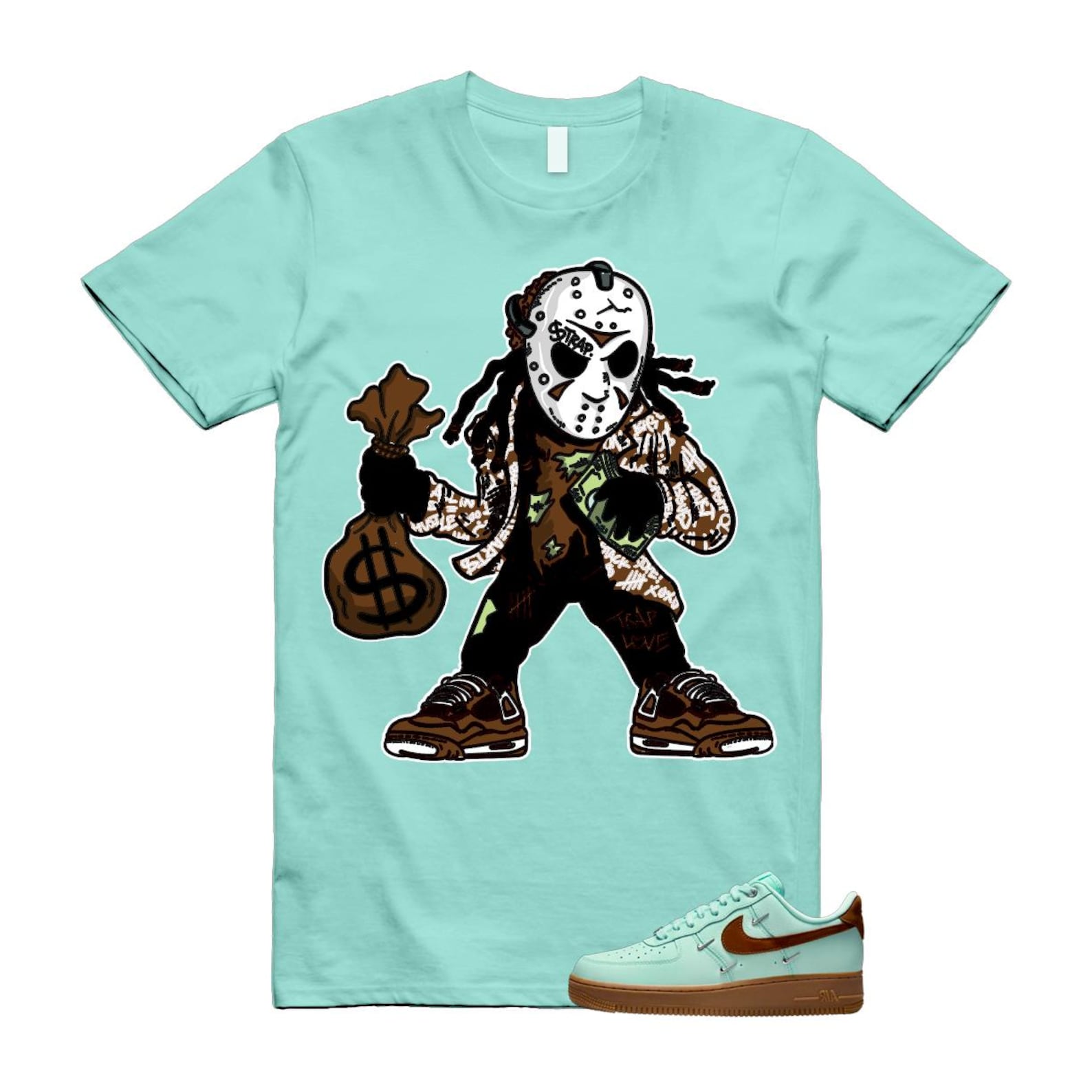 Air Force 1 Mint Chocolate Foam Cacao Wow Mini Low '07 LX T Shirt Match JASON IB8894-329 T-Shirt, Sneaker Match Tee