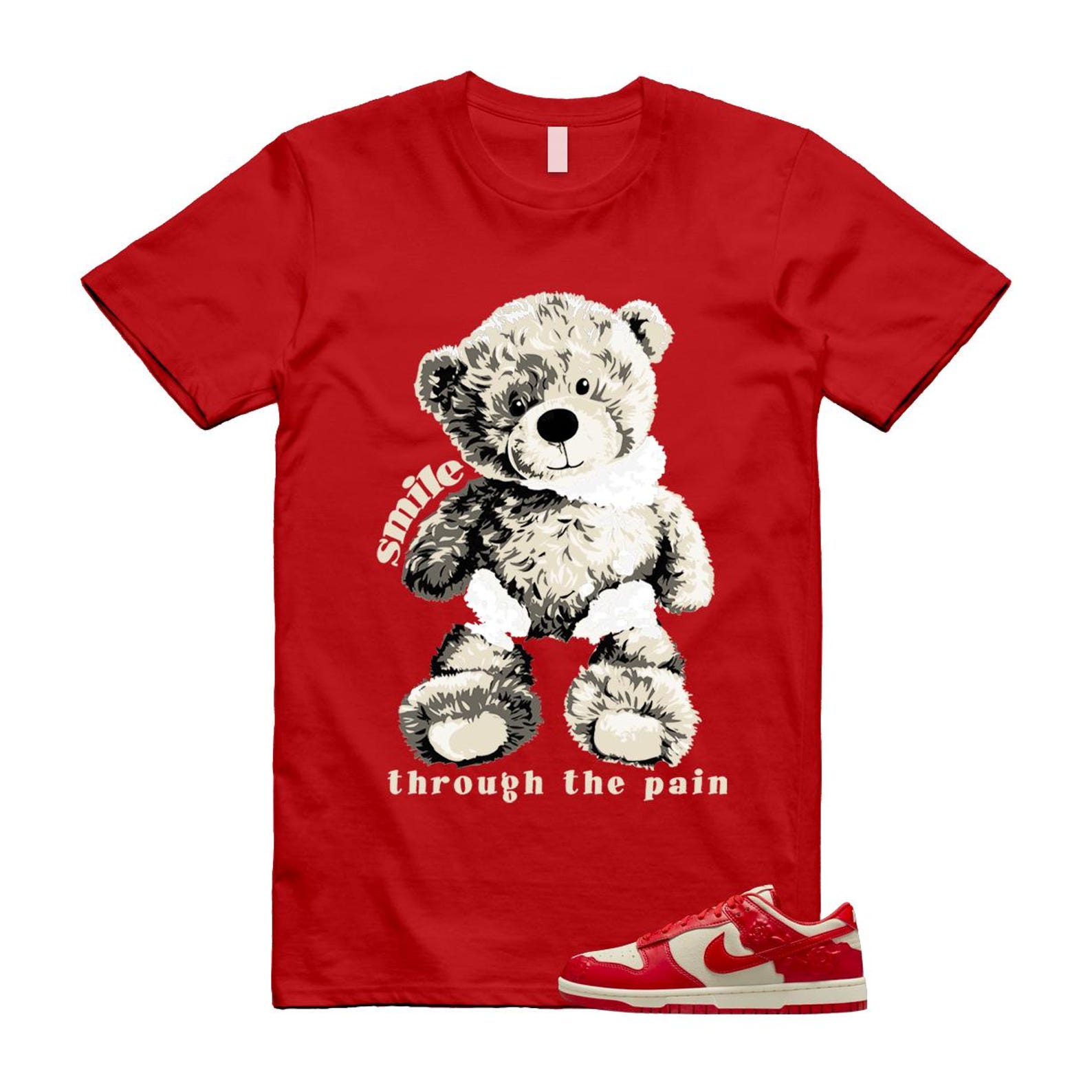 Dunk Red Roses Coconut Milk Pale Ivory Low T Shirt Match SMILE HF1986-100 T-Shirt, Sneaker Match Tee