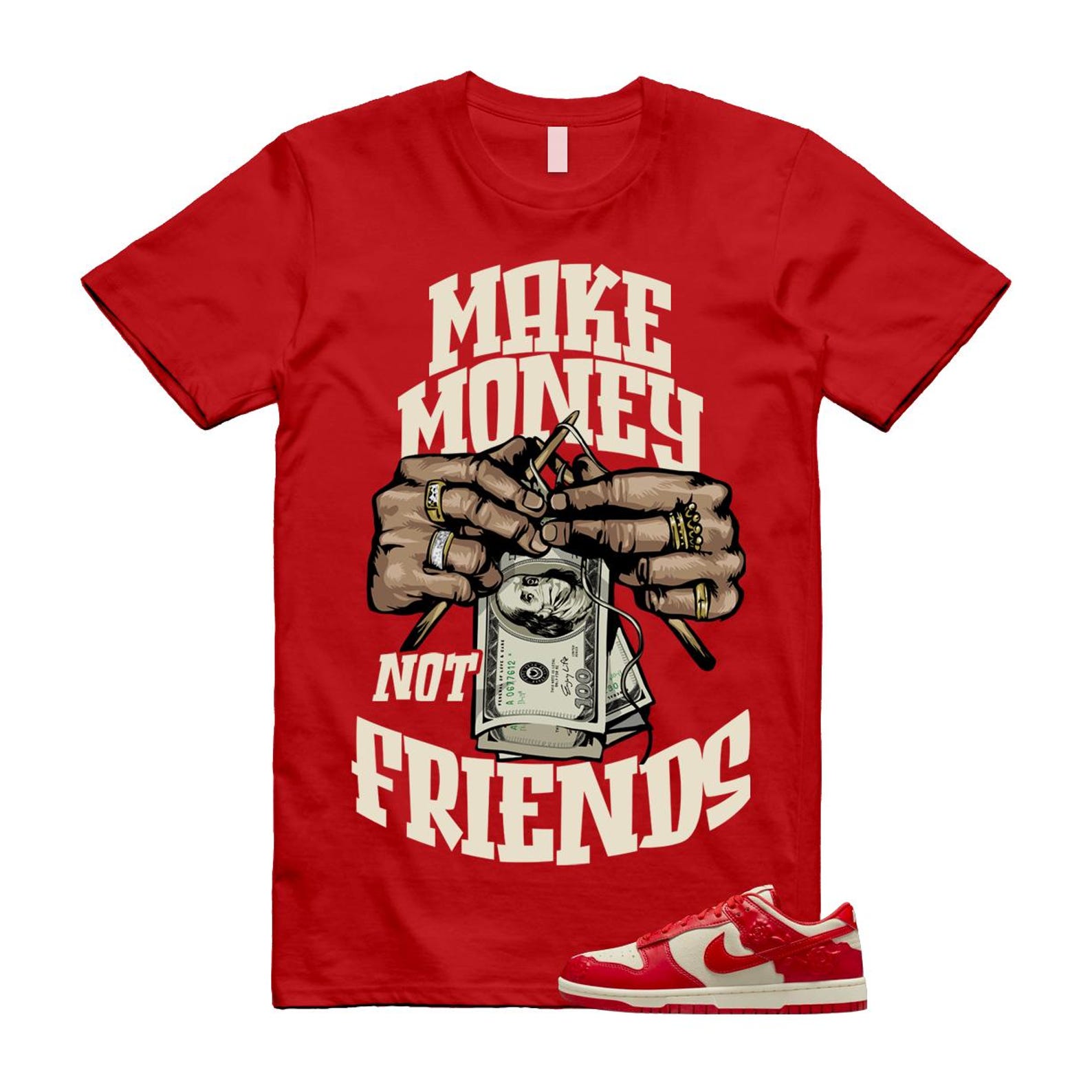 Dunk Red Roses Coconut Milk Pale Ivory Low T Shirt Match MM HF1986-100 T-Shirt, Sneaker Match Tee