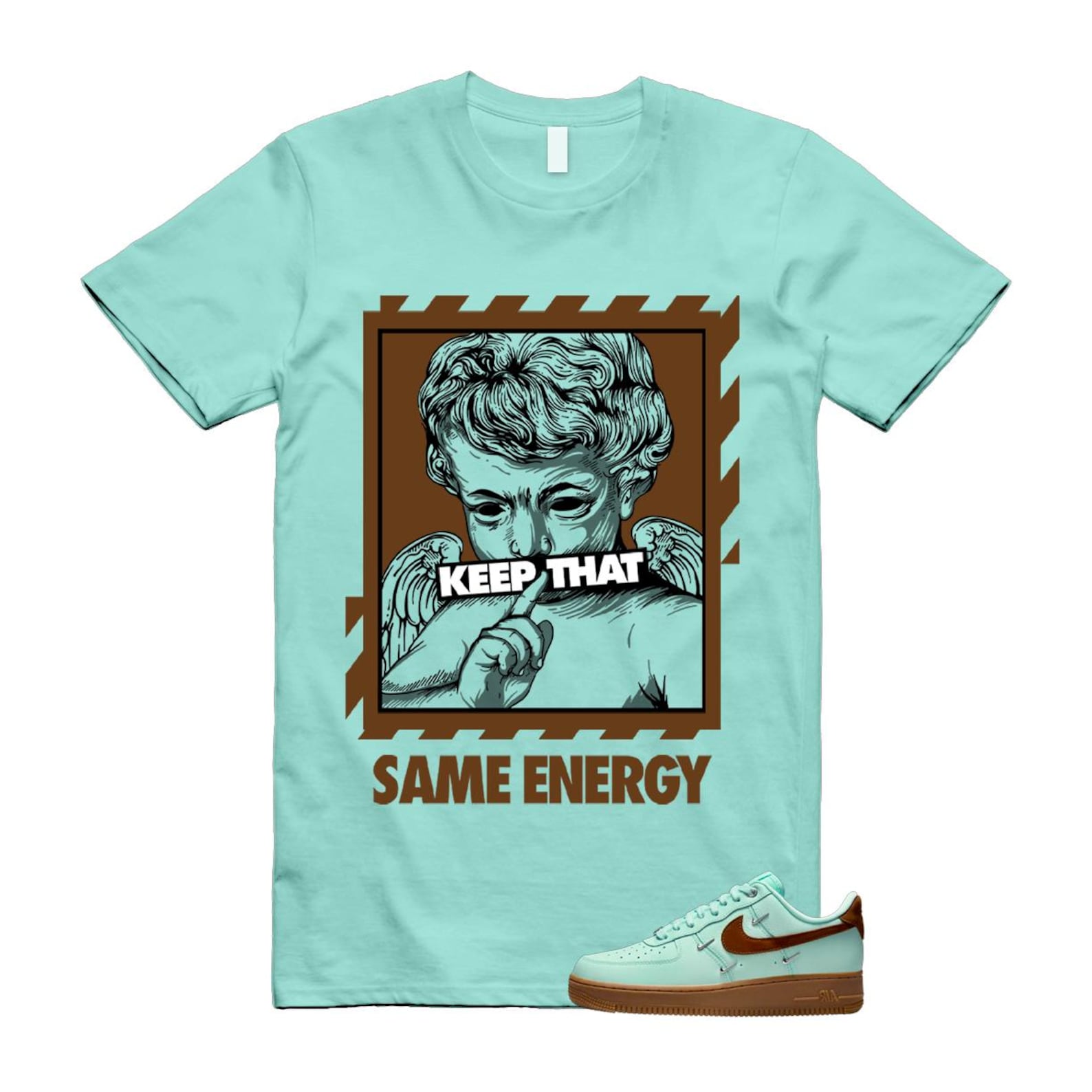 Air Force 1 Mint Chocolate Foam Cacao Wow Mini Low '07 LX T Shirt Match ENERGY IB8894-329 T-Shirt, Sneaker Match Tee