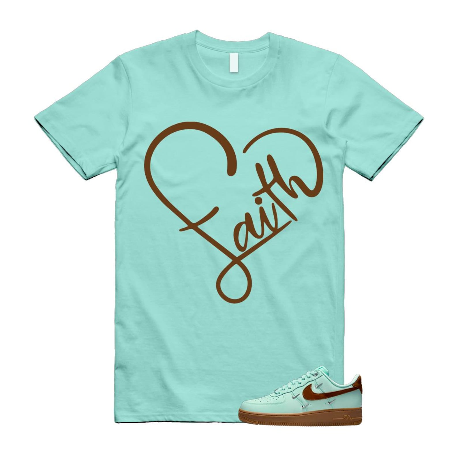 Air Force 1 Mint Chocolate Foam Cacao Wow Mini Low '07 LX T Shirt Match FAITH IB8894-329 T-Shirt, Sneaker Match Tee