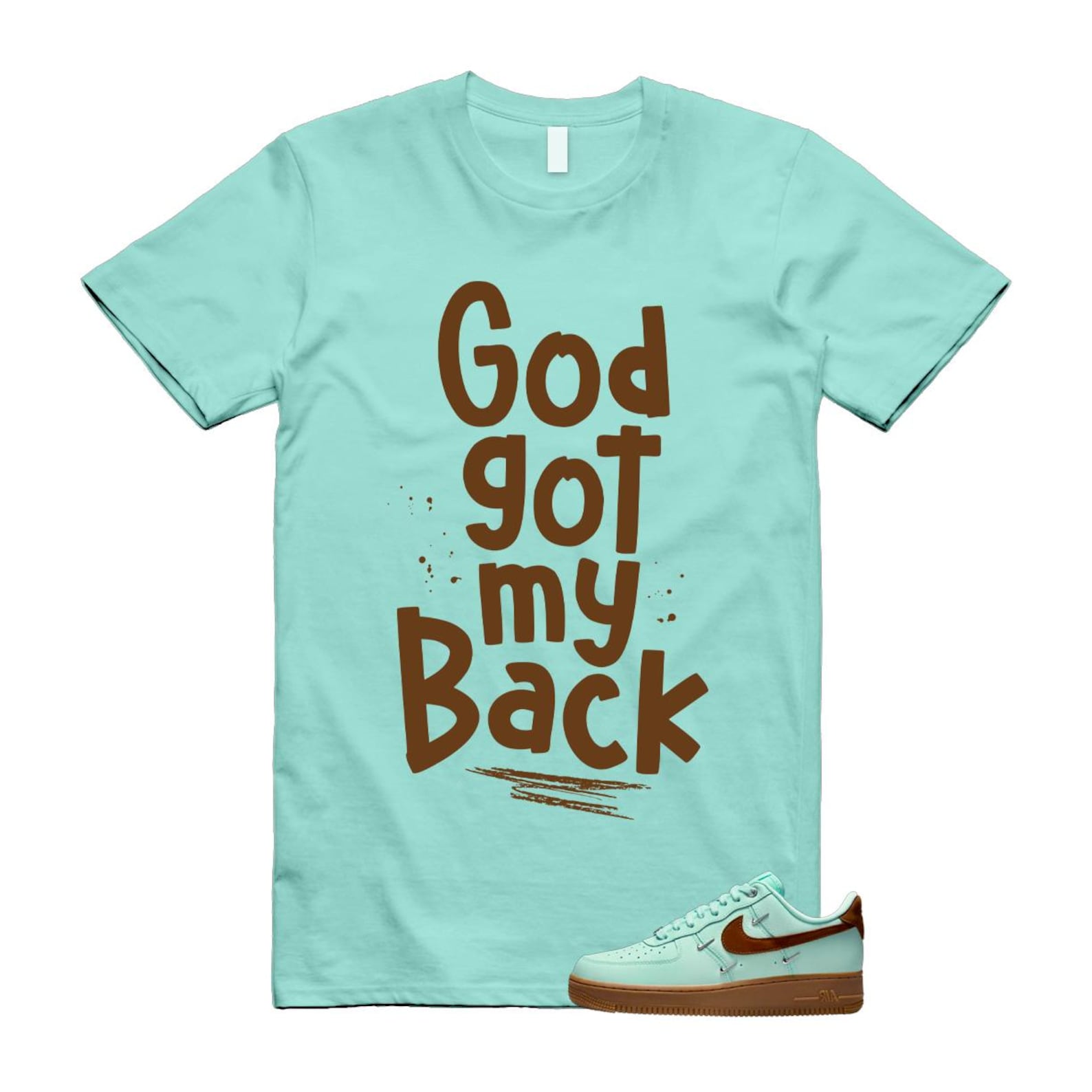 Air Force 1 Mint Chocolate Foam Cacao Wow Mini Low '07 LX T Shirt Match GOD IB8894-329 T-Shirt, Sneaker Match Tee
