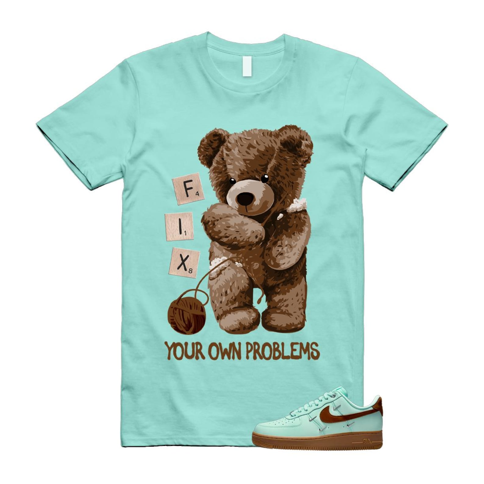 Air Force 1 Mint Chocolate Foam Cacao Wow Mini Low '07 LX T Shirt Match FIX IB8894-329 T-Shirt, Sneaker Match Tee