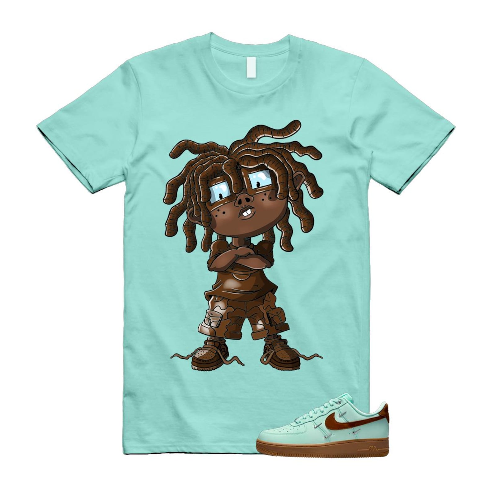 Air Force 1 Mint Chocolate Foam Cacao Wow Mini Low '07 LX T Shirt Match CHONGO IB8894-329 T-Shirt, Sneaker Match Tee
