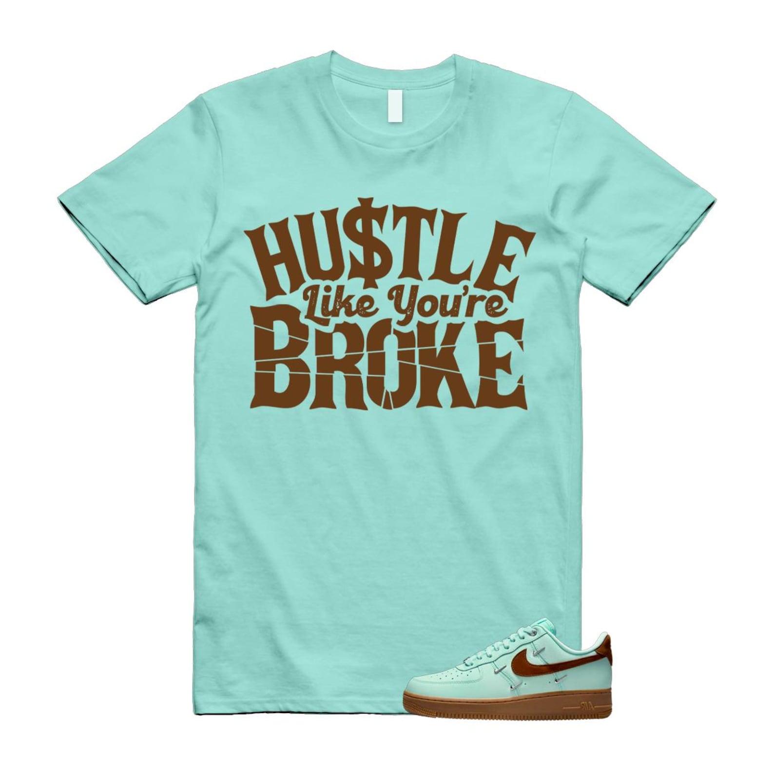 Air Force 1 Mint Chocolate Foam Cacao Wow Mini Low '07 LX T Shirt Match BROKE IB8894-329 T-Shirt, Sneaker Match Tee