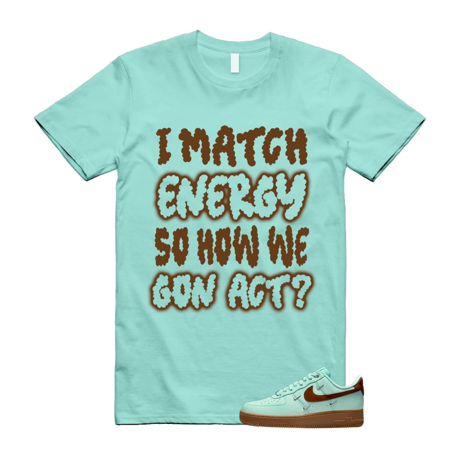 Air Force 1 Mint Chocolate Foam Cacao Wow Mini Low '07 LX T Shirt Match MATCH IB8894-329 T-Shirt, Sneaker Match Tee