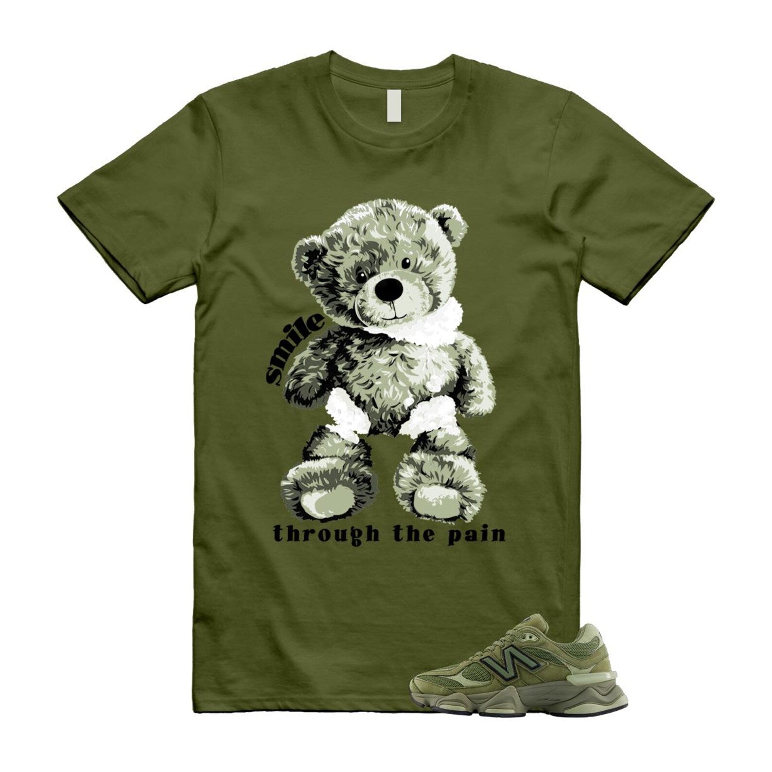 9060 Dark Olivine Green Olive T Shirt Match SMILE U9060ZGD T-Shirt, Sneaker Match Tee
