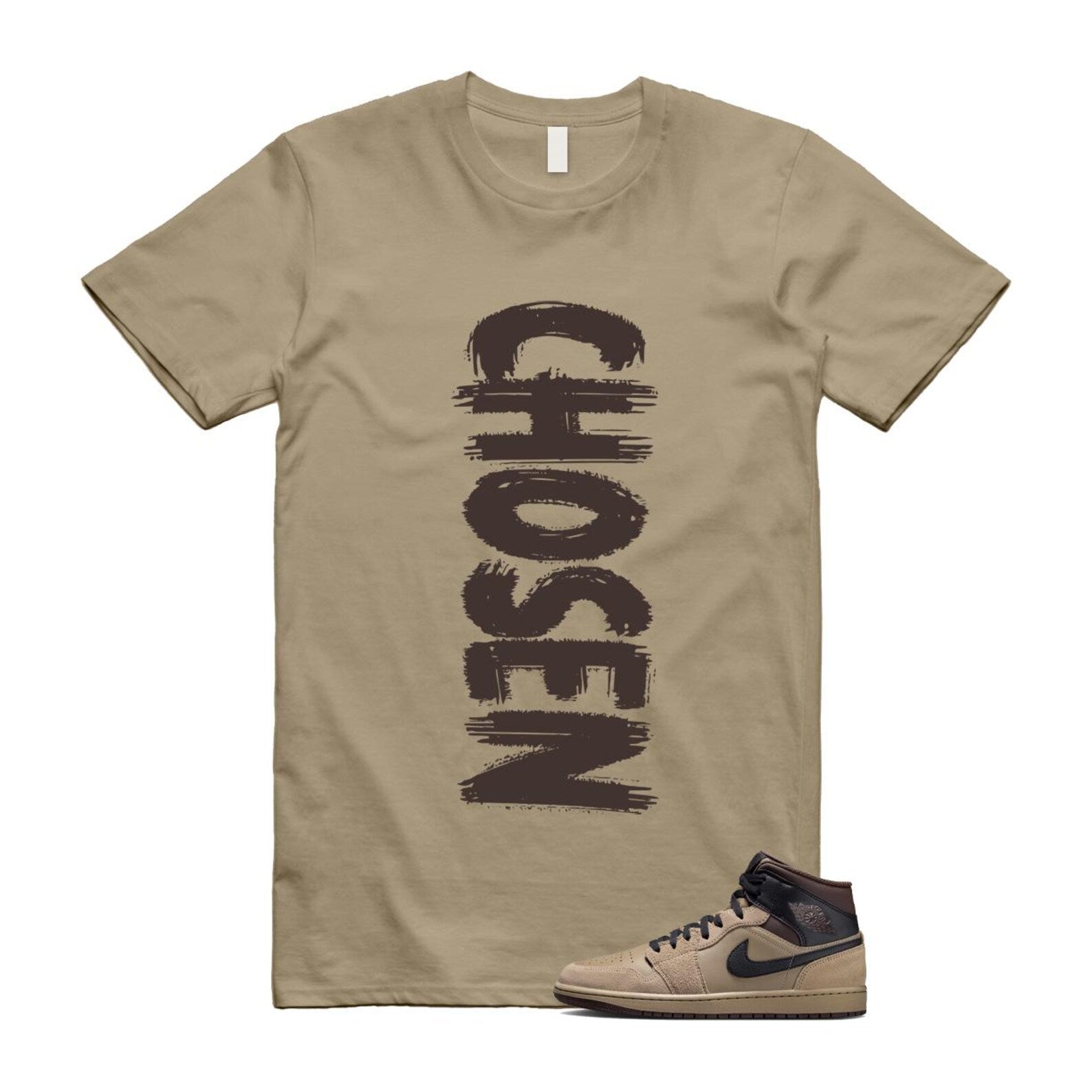 1 Khaki Baroque Brown Black Gum Mid T Shirt Match CHOSEN HV6422-200 T-Shirt, Sneaker Match Tee