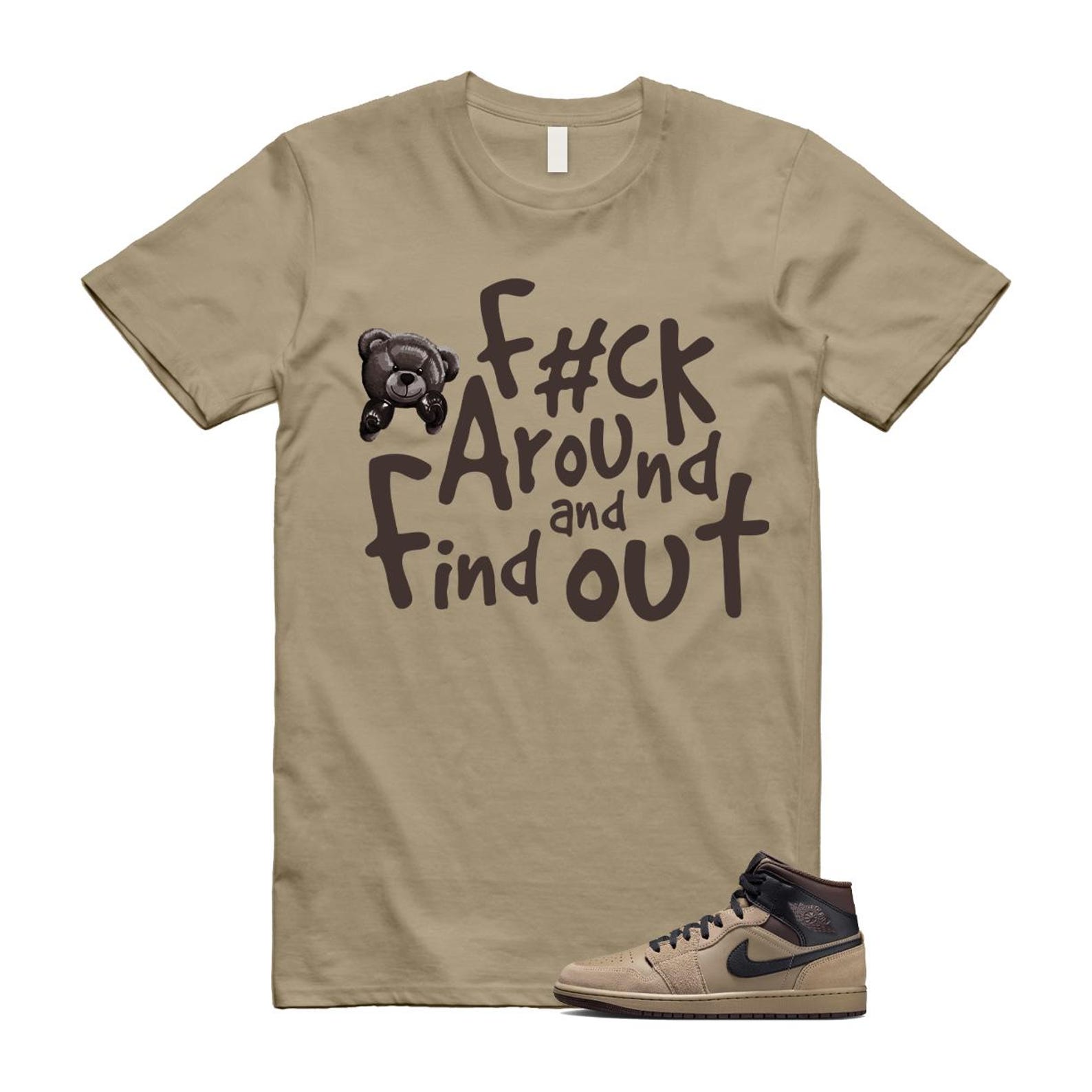 1 Khaki Baroque Brown Black Gum Mid T Shirt Match FCK HV6422-200 T-Shirt, Sneaker Match Tee