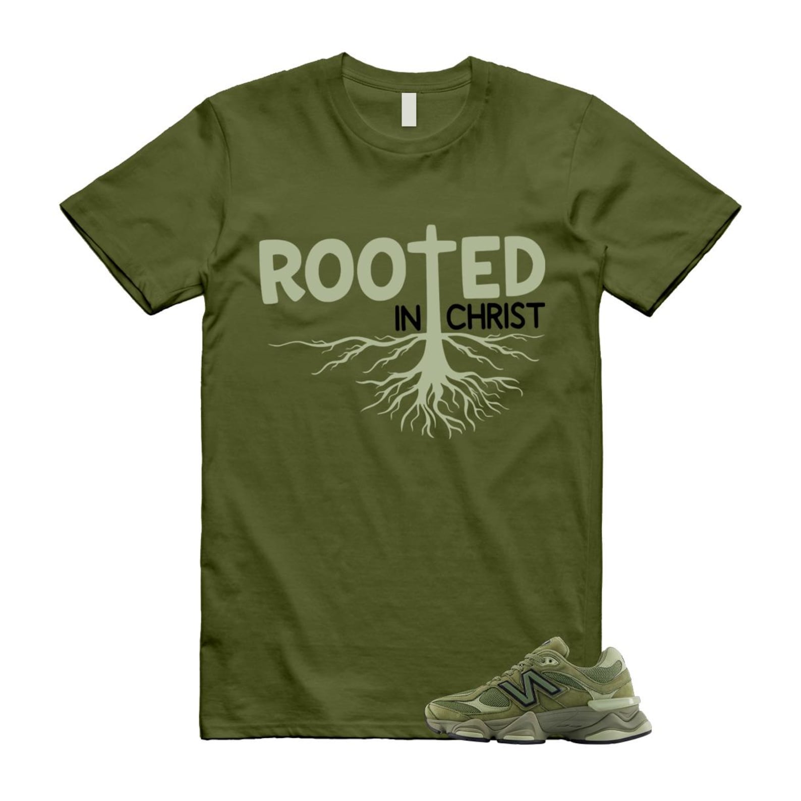 9060 Dark Olivine Green Olive T Shirt Match ROOTED U9060ZGD T-Shirt, Sneaker Match Tee