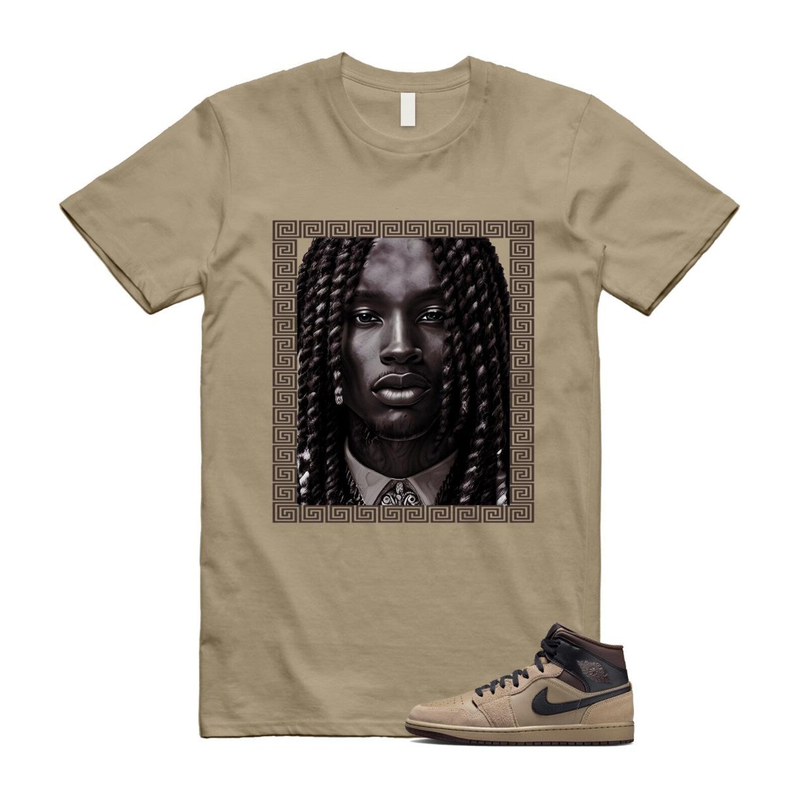 1 Khaki Baroque Brown Black Gum Mid T Shirt Match VON HV6422-200 T-Shirt, Sneaker Match Tee