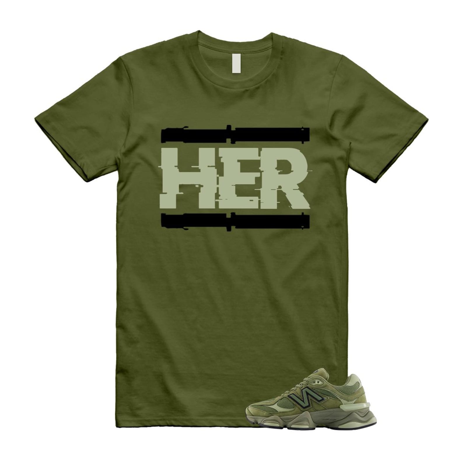 9060 Dark Olivine Green Olive T Shirt Match HER U9060ZGD T-Shirt, Sneaker Match Tee