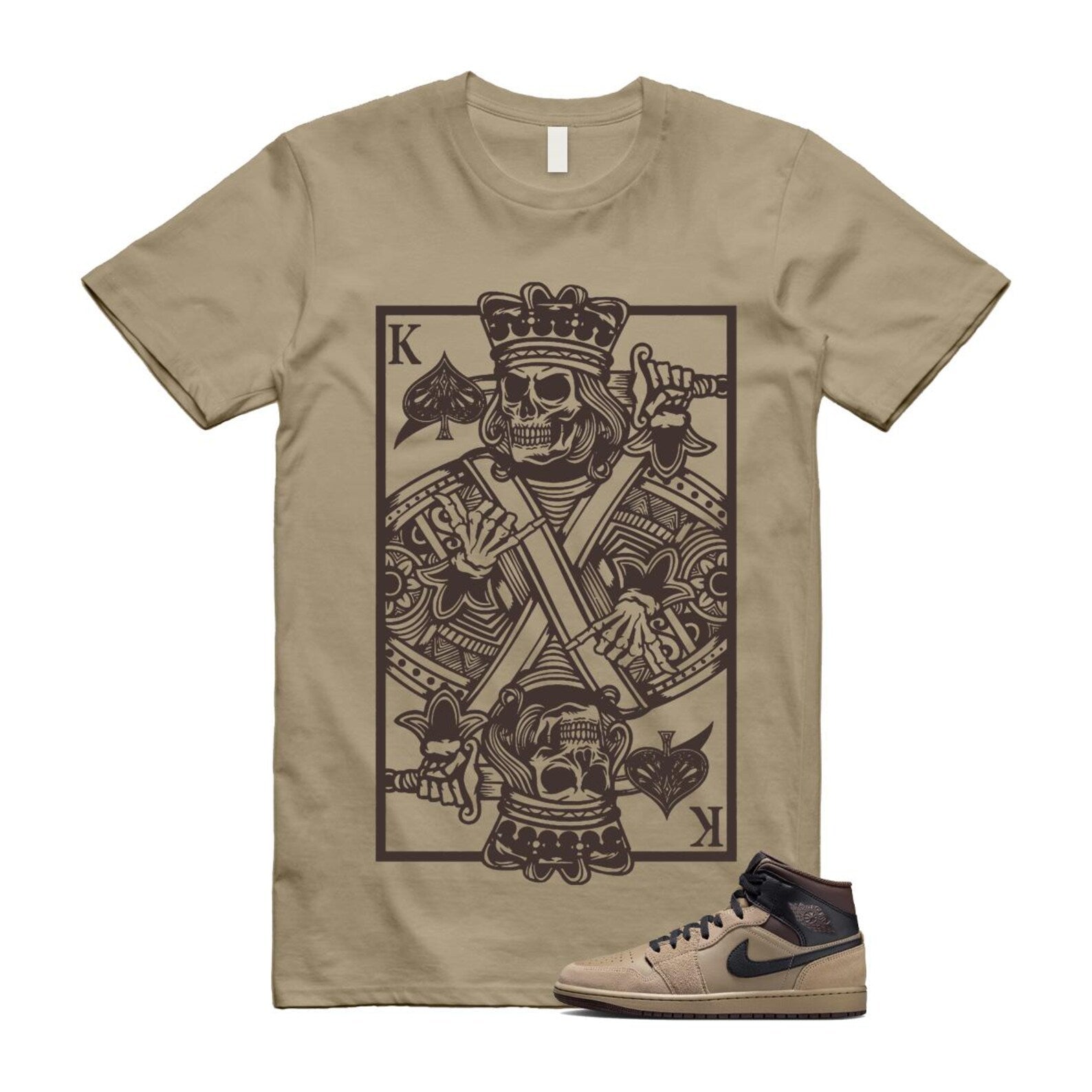 1 Khaki Baroque Brown Black Gum Mid T Shirt Match KC HV6422-200 T-Shirt, Sneaker Match Tee