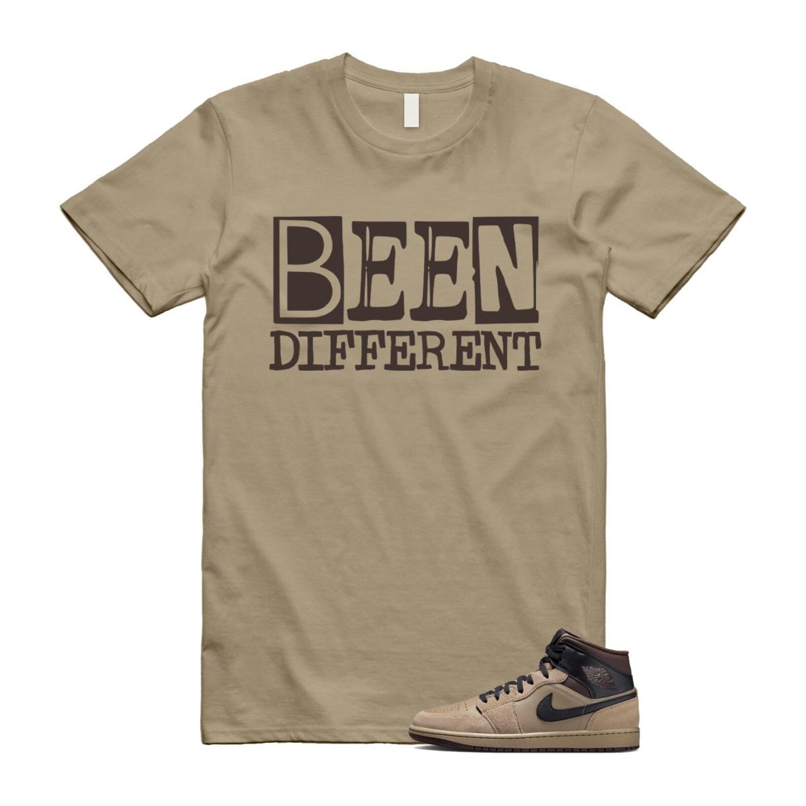 1 Khaki Baroque Brown Black Gum Mid T Shirt Match BEEN HV6422-200 T-Shirt, Sneaker Match Tee