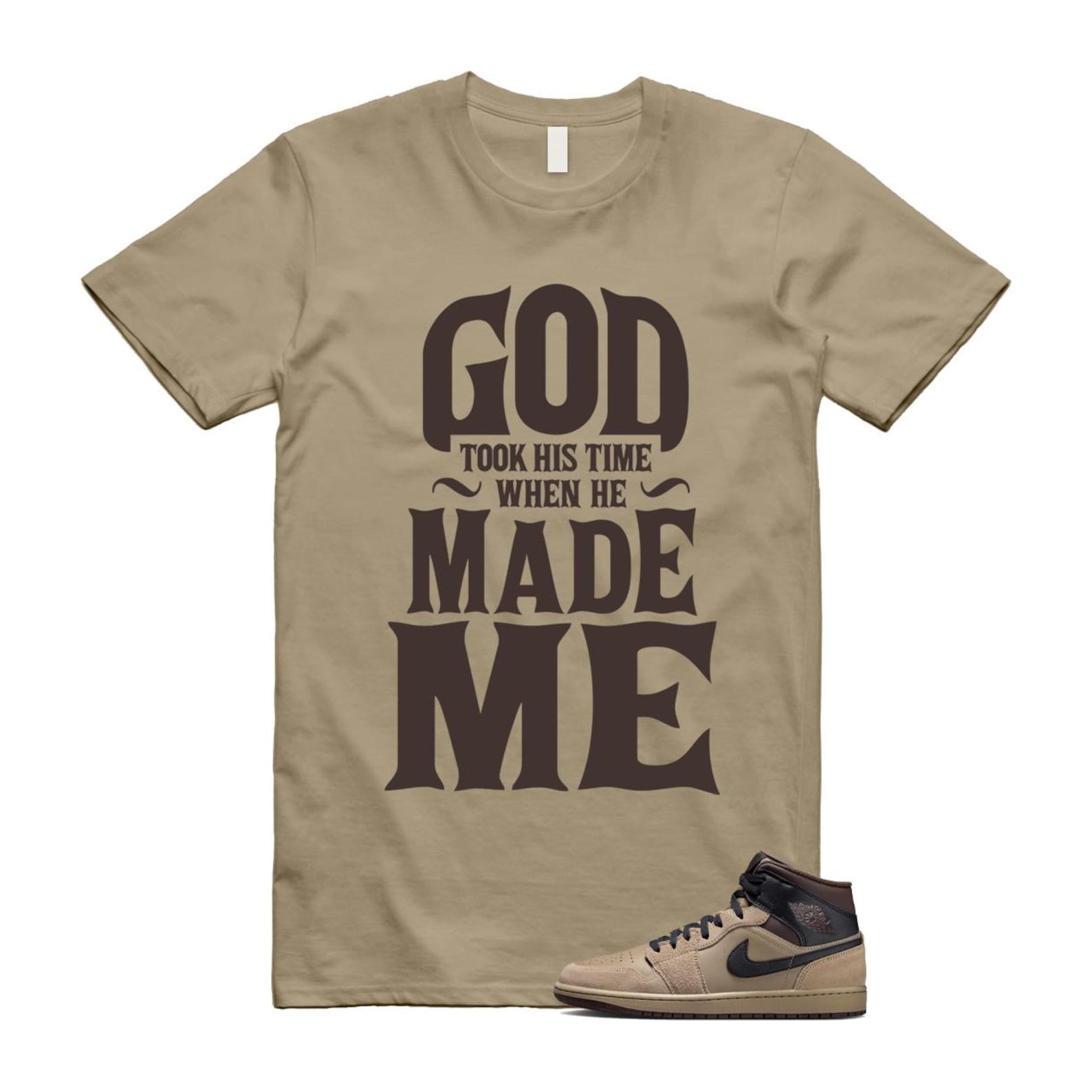 1 Khaki Baroque Brown Black Gum Mid T Shirt Match GTHT HV6422-200 T-Shirt, Sneaker Match Tee