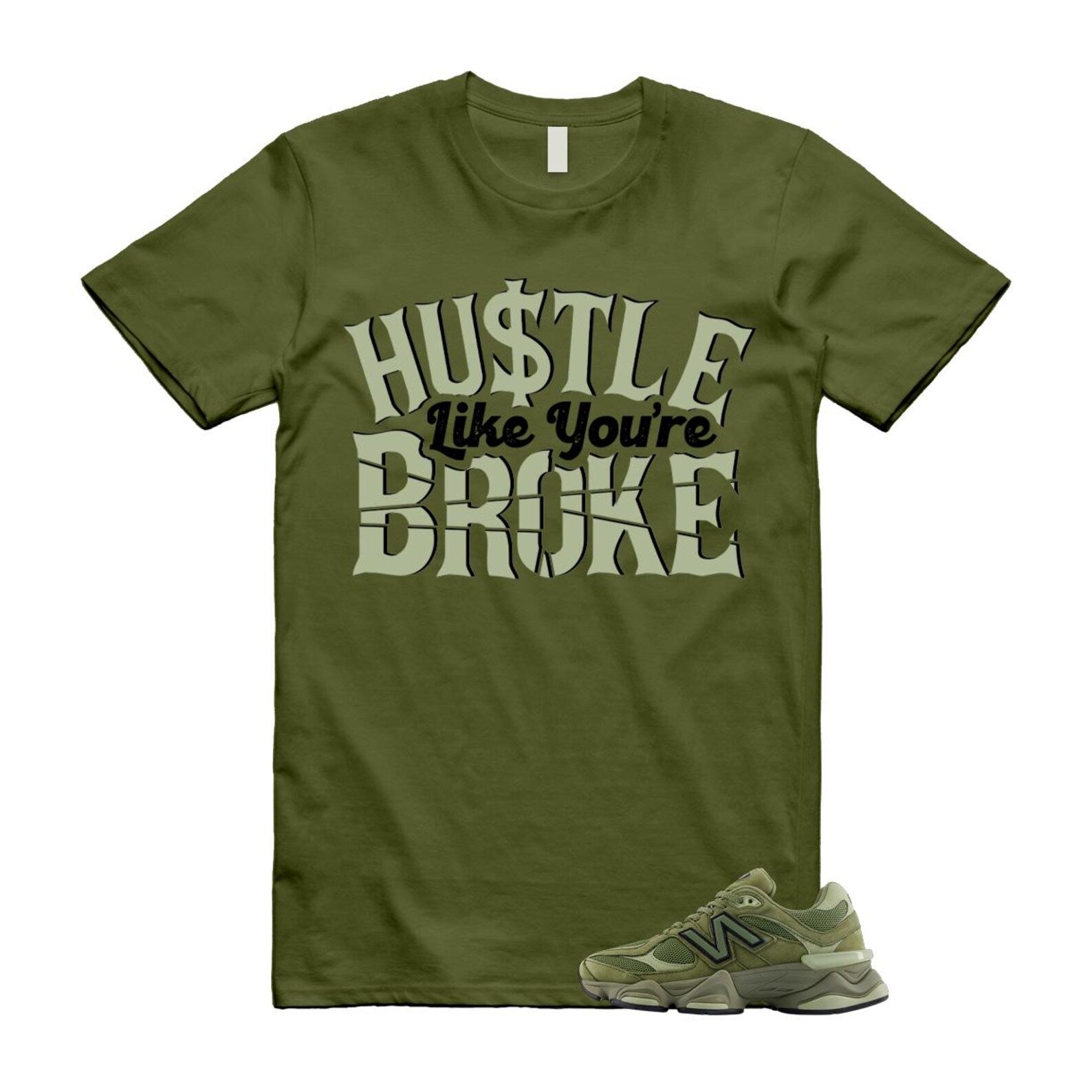 9060 Dark Olivine Green Olive T Shirt Match BROKE U9060ZGD T-Shirt, Sneaker Match Tee