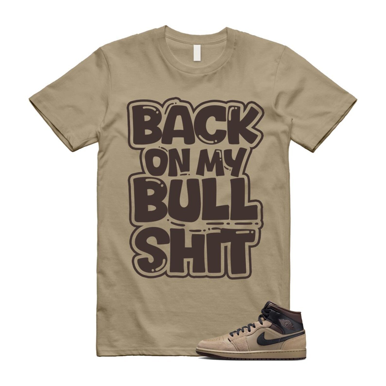 1 Khaki Baroque Brown Black Gum Mid T Shirt Match BULL HV6422-200 T-Shirt, Sneaker Match Tee