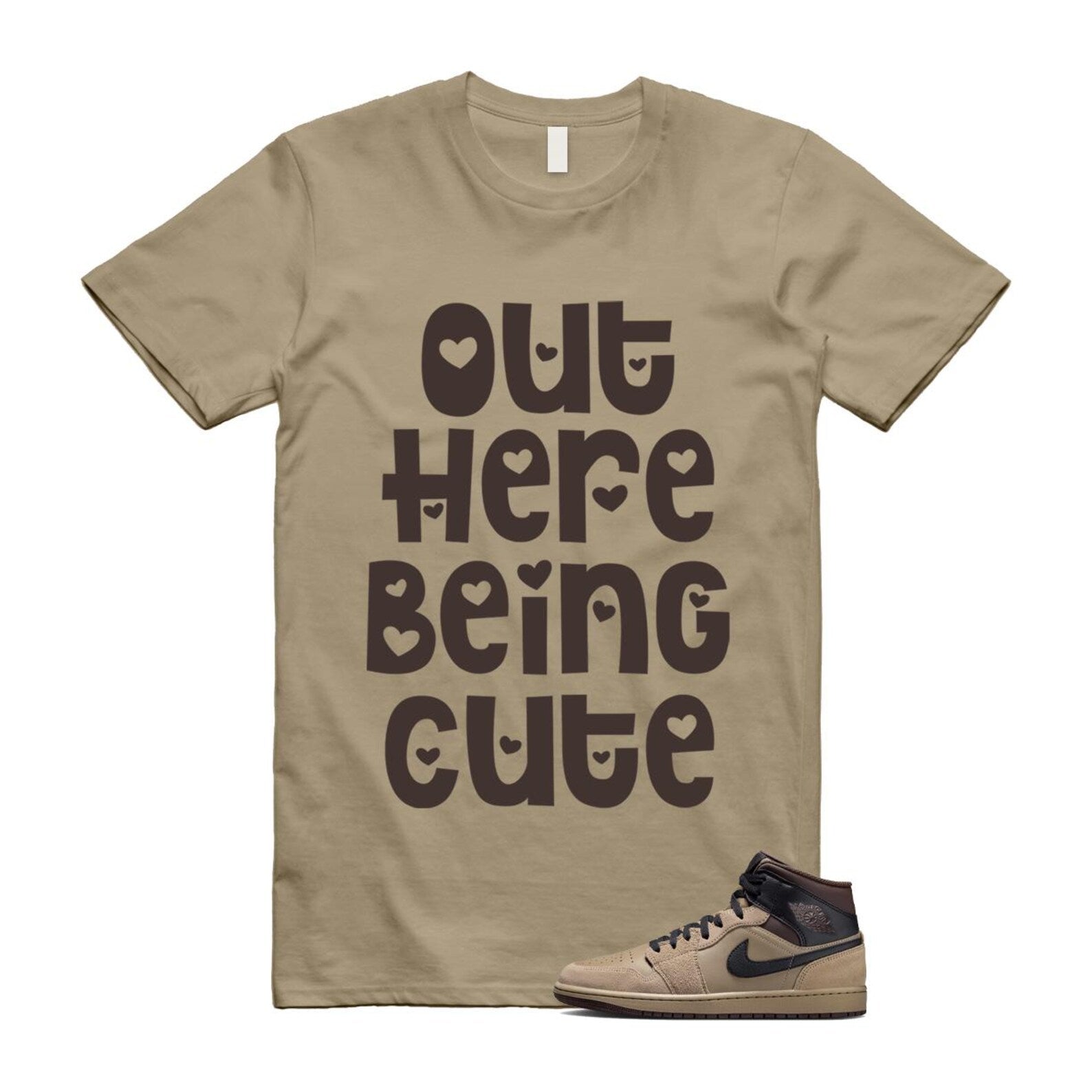 1 Khaki Baroque Brown Black Gum Mid T Shirt Match OHBC HV6422-200 T-Shirt, Sneaker Match Tee