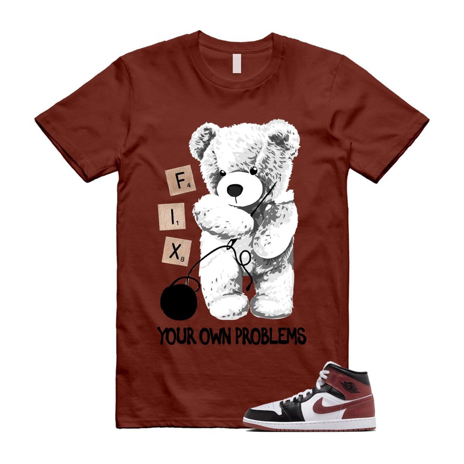 1 Dark Pony White Black Mid SE T Shirt Match FIX HF3216-102 T-Shirt, Sneaker Match Tee