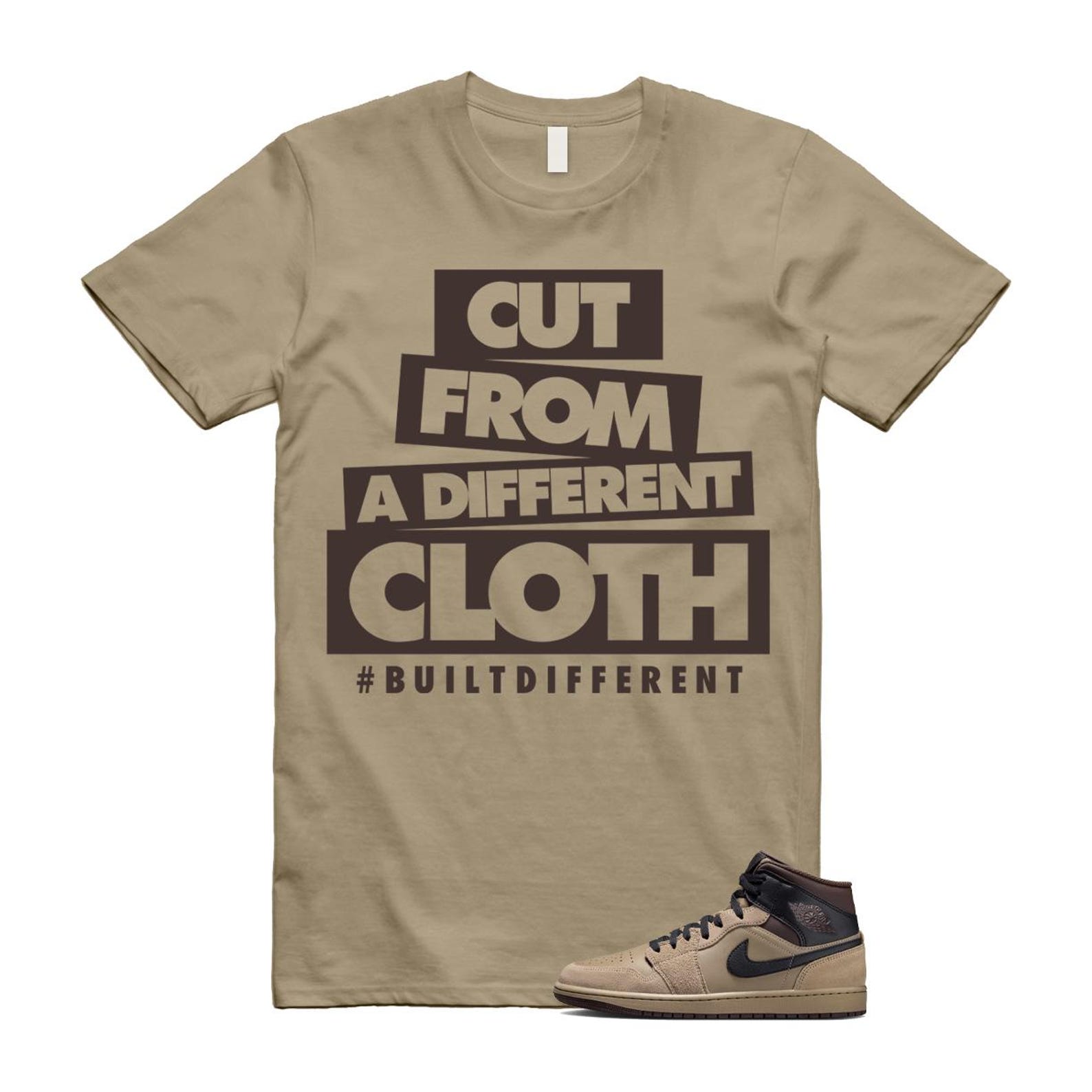1 Khaki Baroque Brown Black Gum Mid T Shirt Match CLOTH HV6422-200 T-Shirt, Sneaker Match Tee