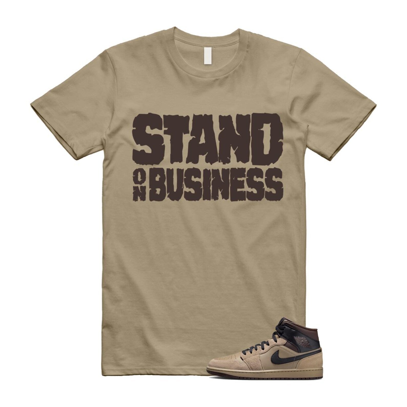 1 Khaki Baroque Brown Black Gum Mid T Shirt Match SOB HV6422-200 T-Shirt, Sneaker Match Tee