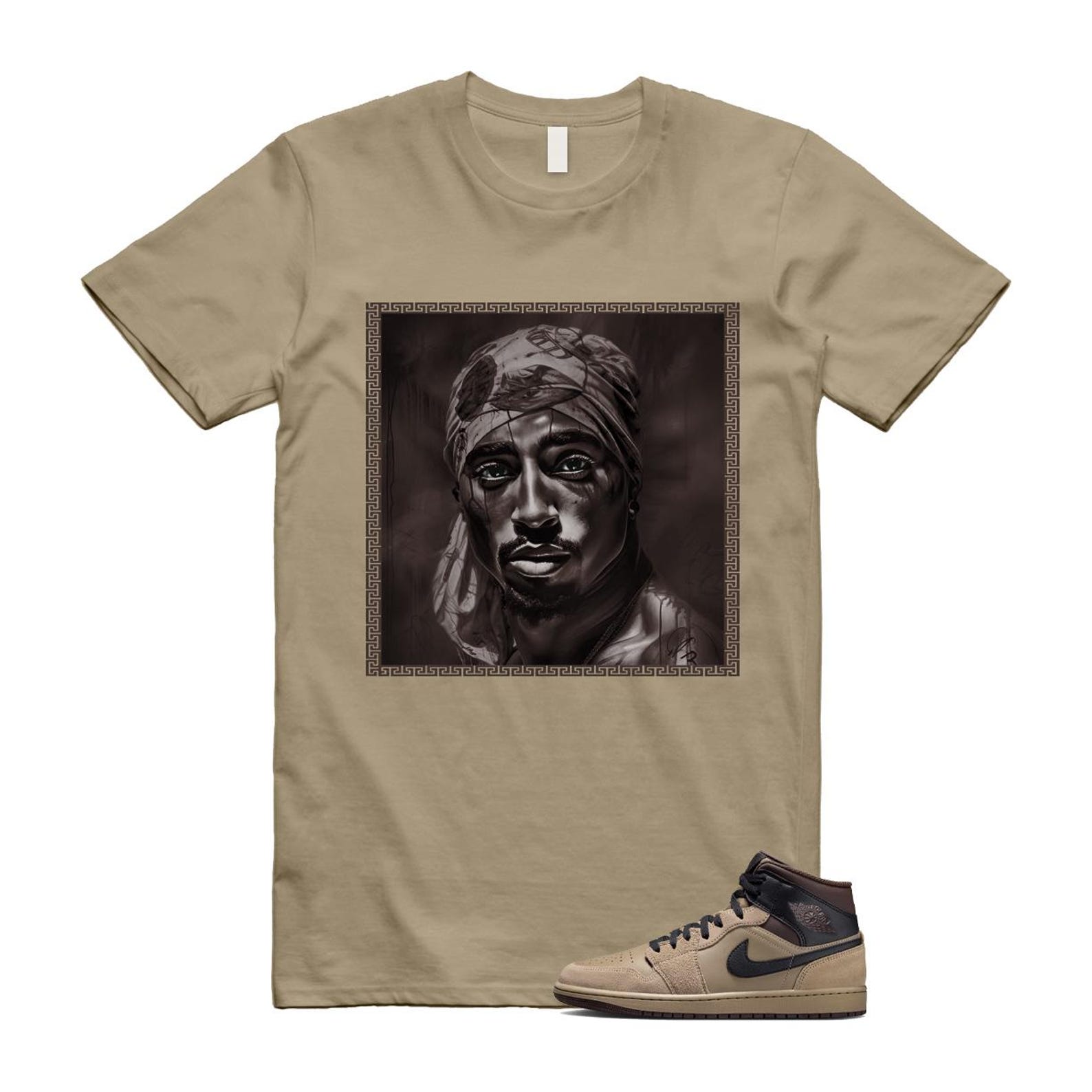 1 Khaki Baroque Brown Black Gum Mid T Shirt Match PAC HV6422-200 T-Shirt, Sneaker Match Tee