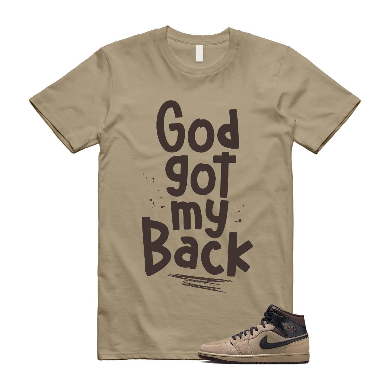 1 Khaki Baroque Brown Black Gum Mid T Shirt Match GOD HV6422-200 T-Shirt, Sneaker Match Tee