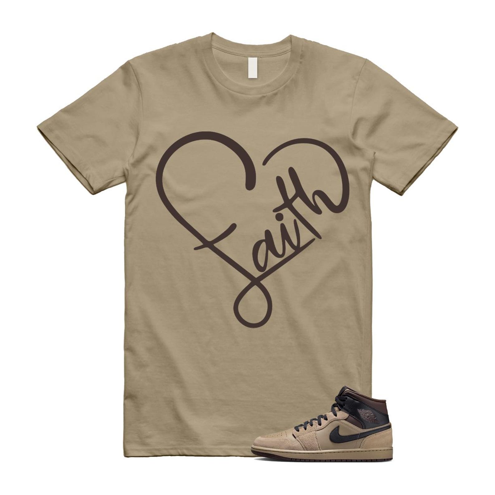 1 Khaki Baroque Brown Black Gum Mid T Shirt Match FAITH HV6422-200 T-Shirt, Sneaker Match Tee