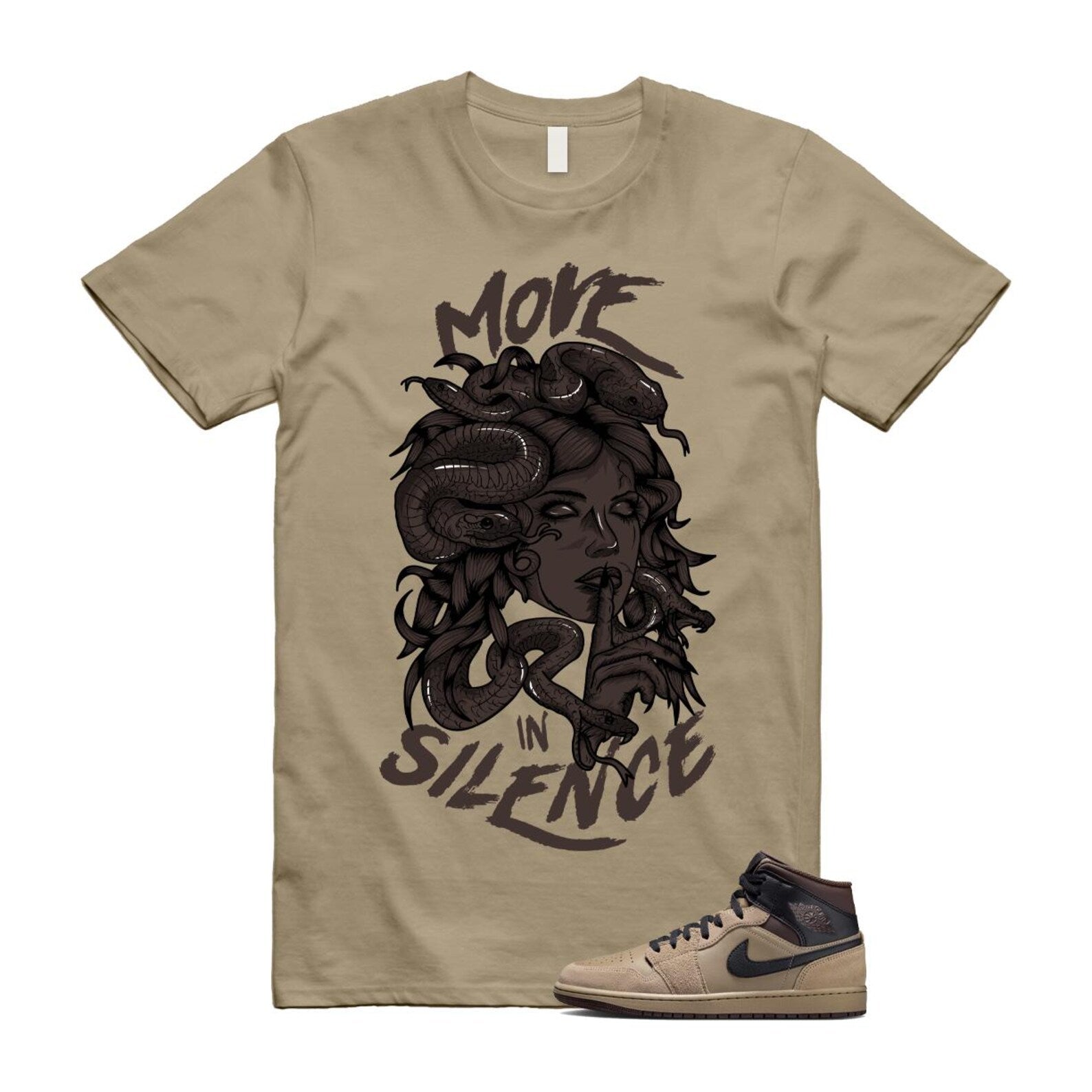 1 Khaki Baroque Brown Black Gum Mid T Shirt Match MIS HV6422-200 T-Shirt, Sneaker Match Tee